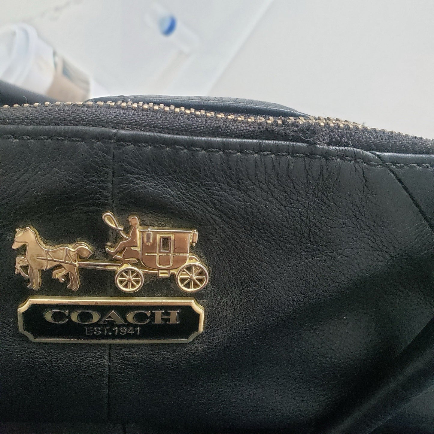 Coach Shoulder Bag Black Italian Leather Madison Satchel Top Handle Tote14