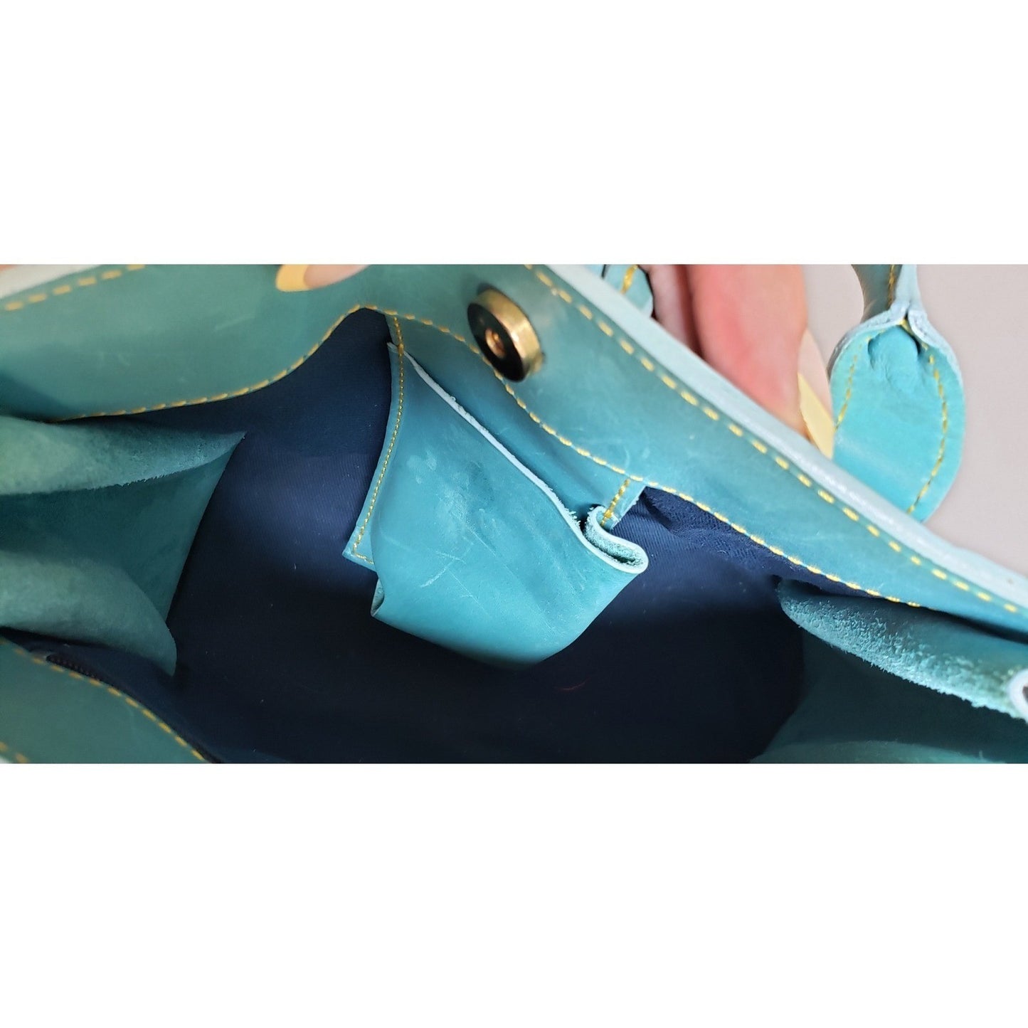 Dooney Bourke Satchel Vintage Blue Leather It Collection Mini Tote Made in Italy8