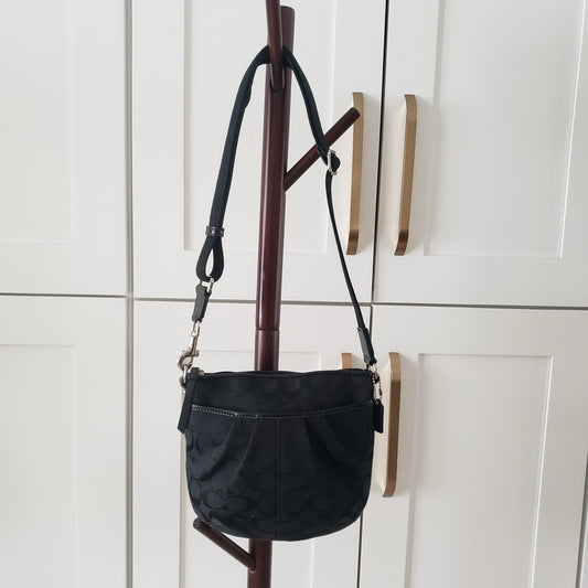 Coach Crossbody Bag Black Signature Jacquard Canvas Mini Y2K Purse1