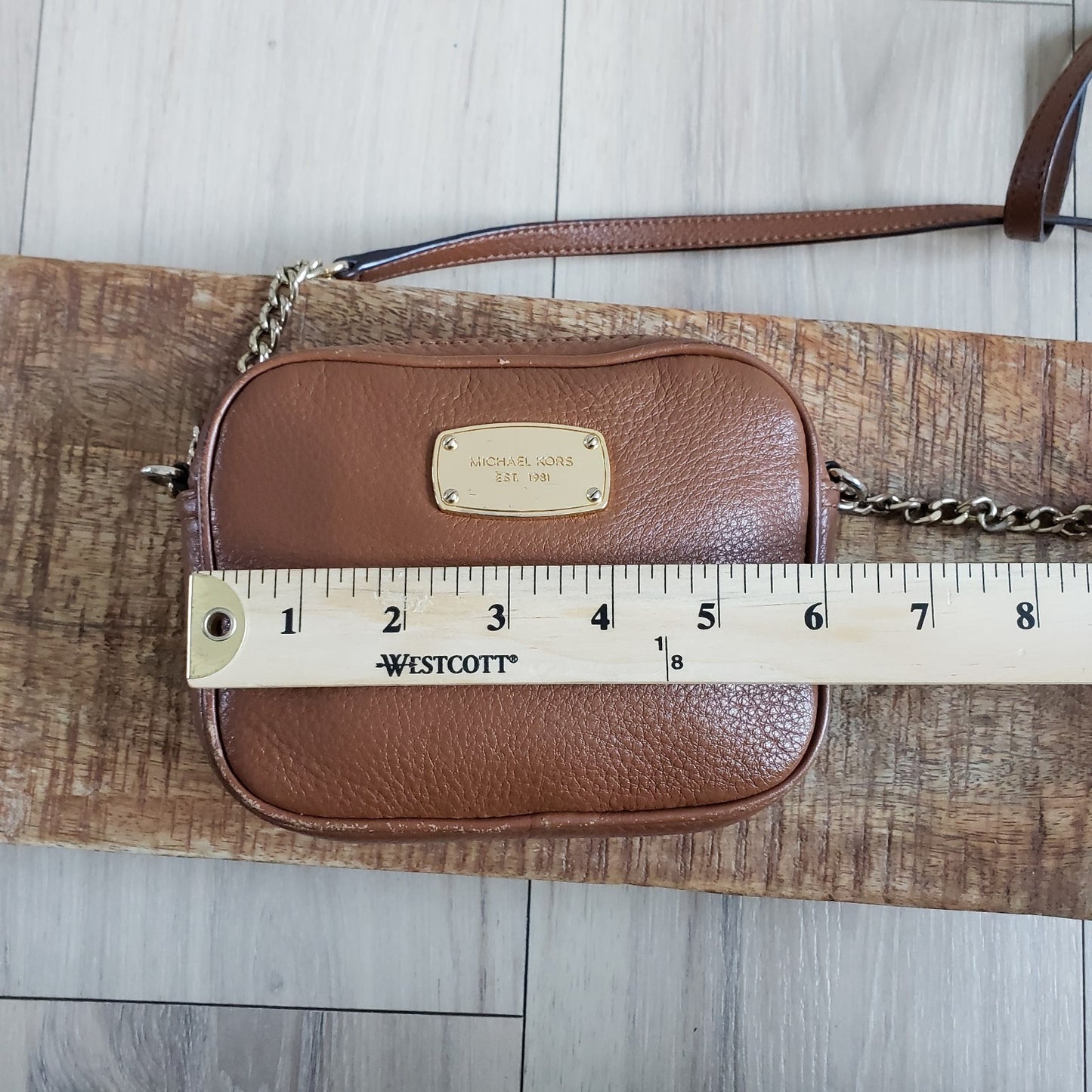 Michael Kors Crossbody Bag Womens Brown Pebbled Leather Mini Purse10