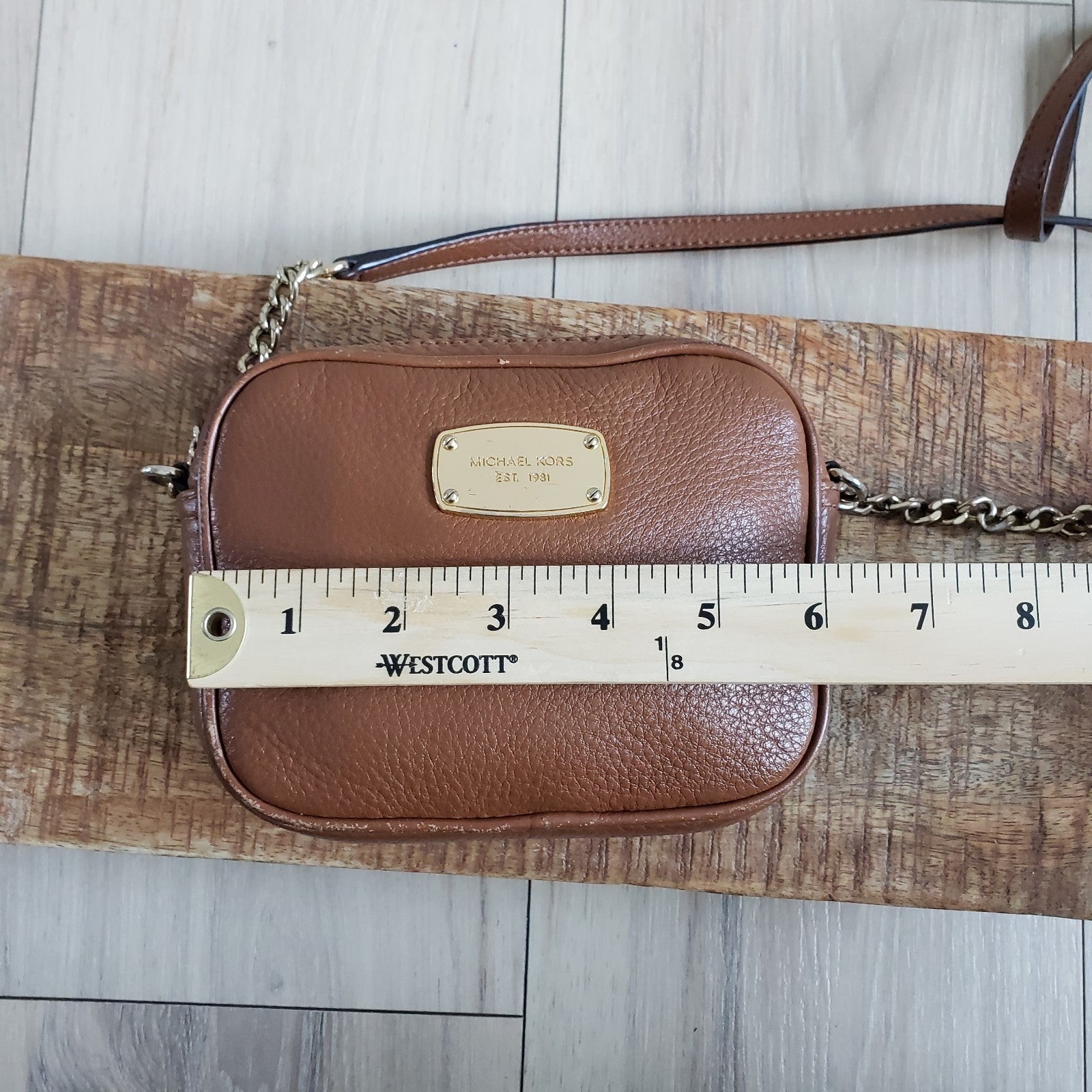 Michael Kors Crossbody Bag Womens Brown Pebbled Leather Mini Purse10