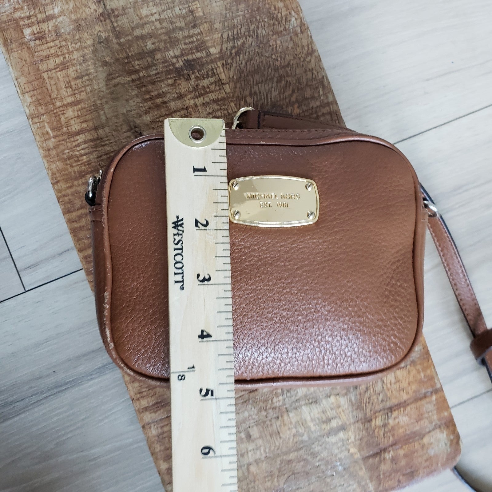 Michael Kors Crossbody Bag Womens Brown Pebbled Leather Mini Purse11