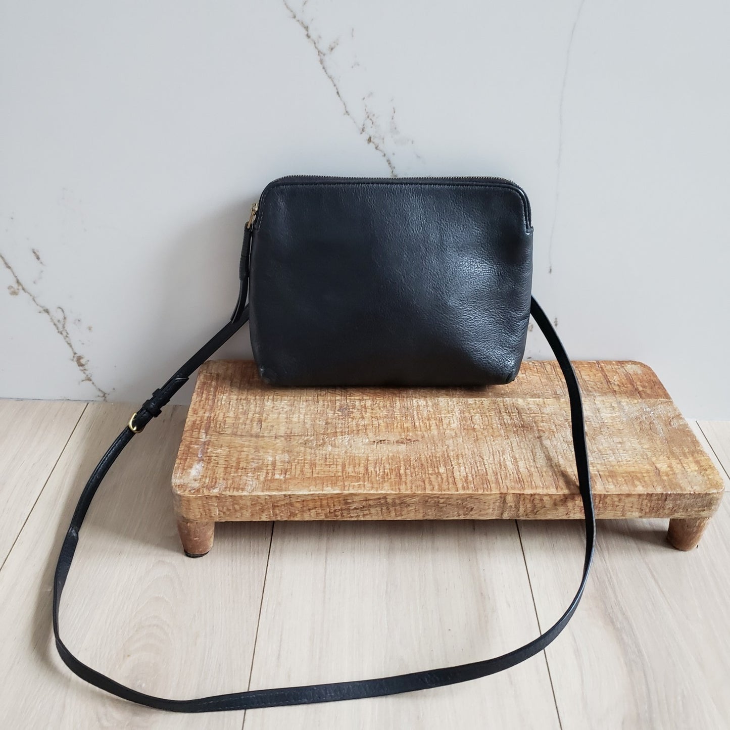 Babaton Aritzia Wentworth Crossbody Bag Black Leather Double Zip Pouch8