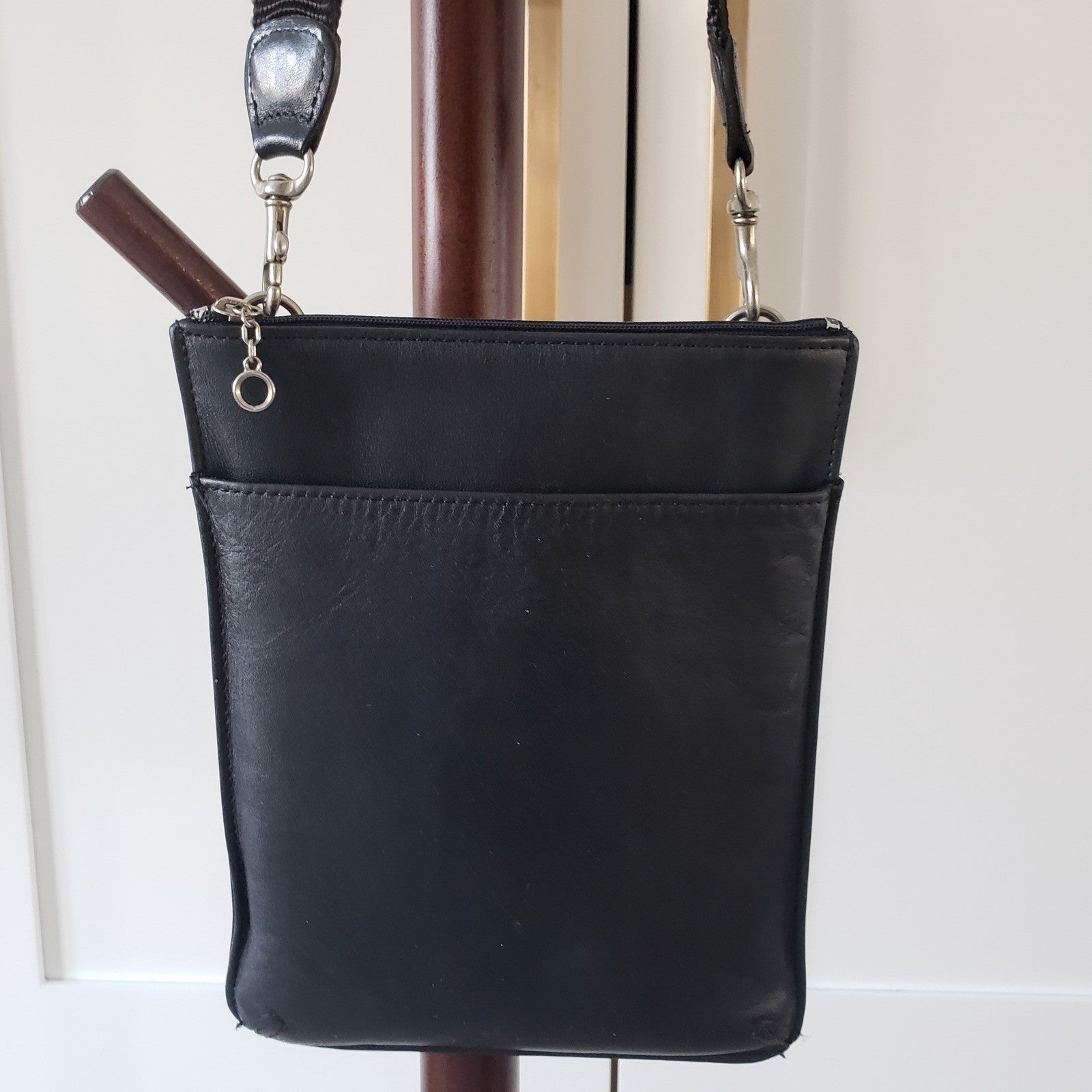 Coach Crossbody Vintage Black Leather Hamptons Slim Messenger Bag Made in USA0
