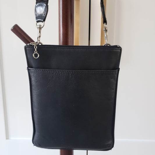 Coach Crossbody Vintage Black Leather Hamptons Slim Messenger Bag Made in USA0