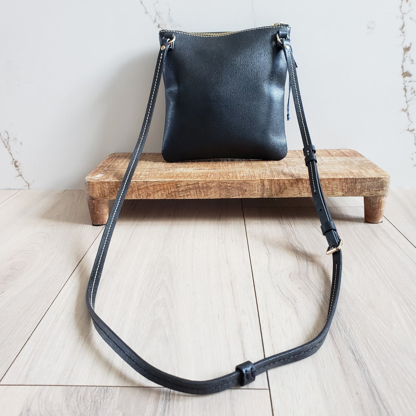 Dooney Bourke Crossbody Bag Black Pebble Grain Leather Double Zip Pouch2