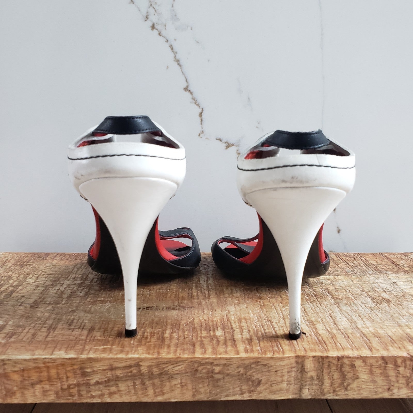 Givenchy Heels Womens 37 Black Leather Slingback Archival4