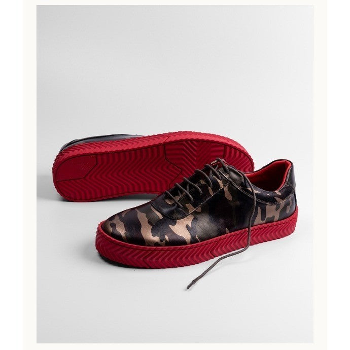 Marc Nolan Cody Camo Leather Sneakers Mens 9 Green Red Eva Sole Low Top Designer0