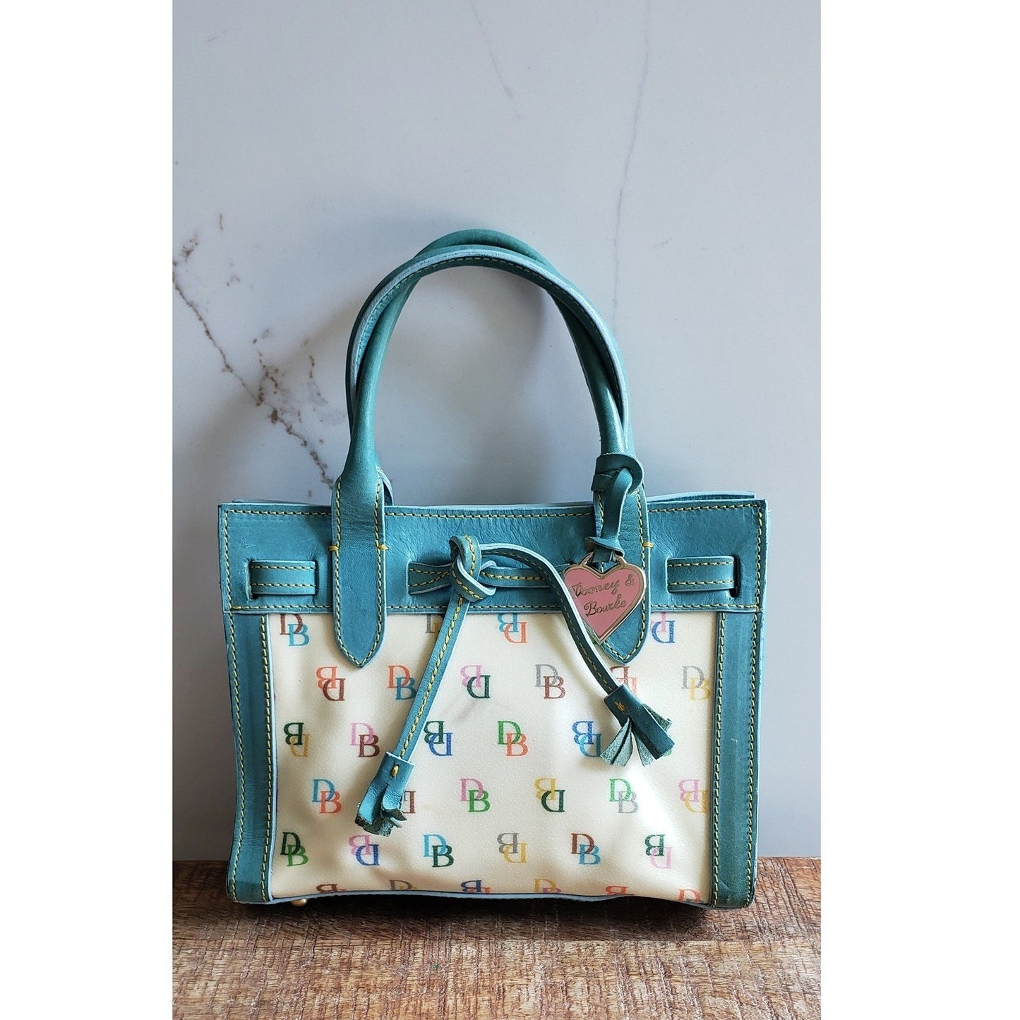 Dooney Bourke Satchel Vintage Blue Leather It Collection Mini Tote Made in Italy0