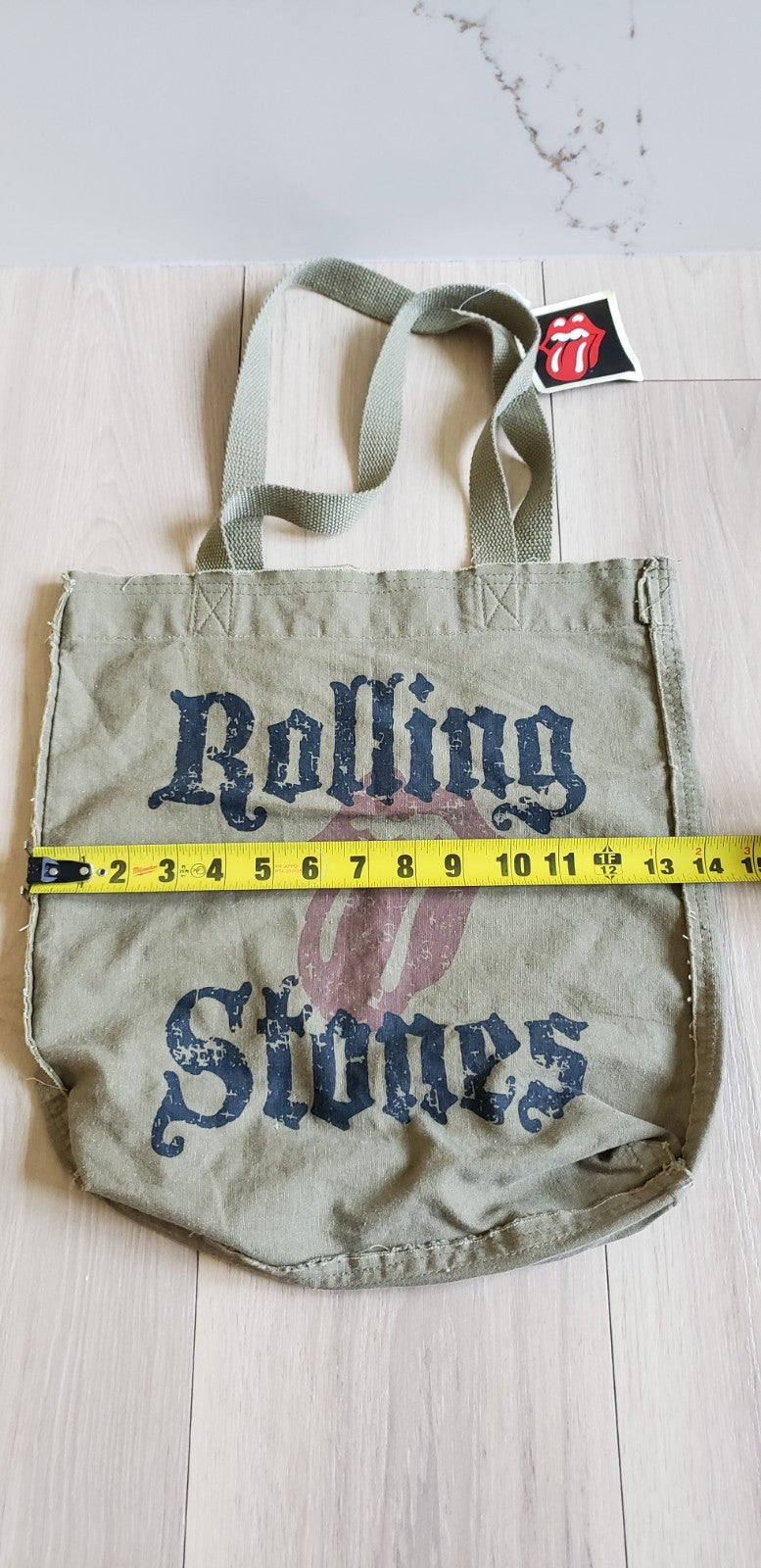 VTG Rolling Stones 2007 Army Green Canvas Tote Bag Y2K Band Merch School Purse2