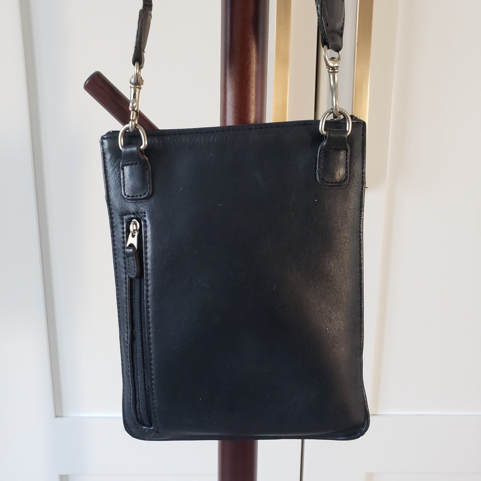 Coach Crossbody Vintage Black Leather Hamptons Slim Messenger Bag Made in USA2