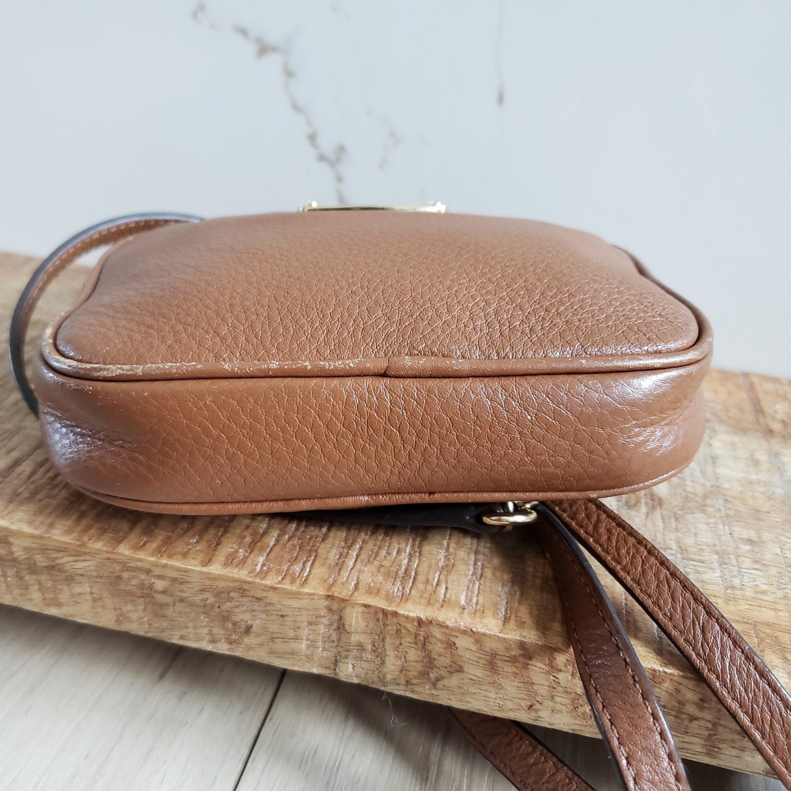 Michael Kors Crossbody Bag Womens Brown Pebbled Leather Mini Purse7