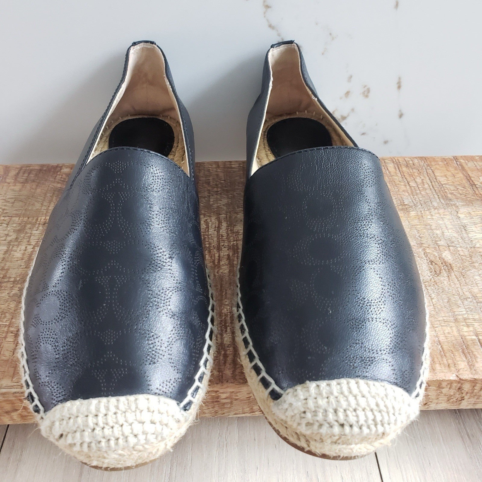 Coach Loafers Womens 6 Black Leather Carley Espadrille Flats3