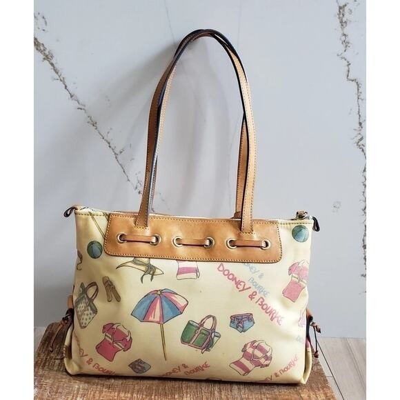 Dooney Bourke Shoulder Bag Vintage Popsicle Print Tote Sand Leather Iconic1