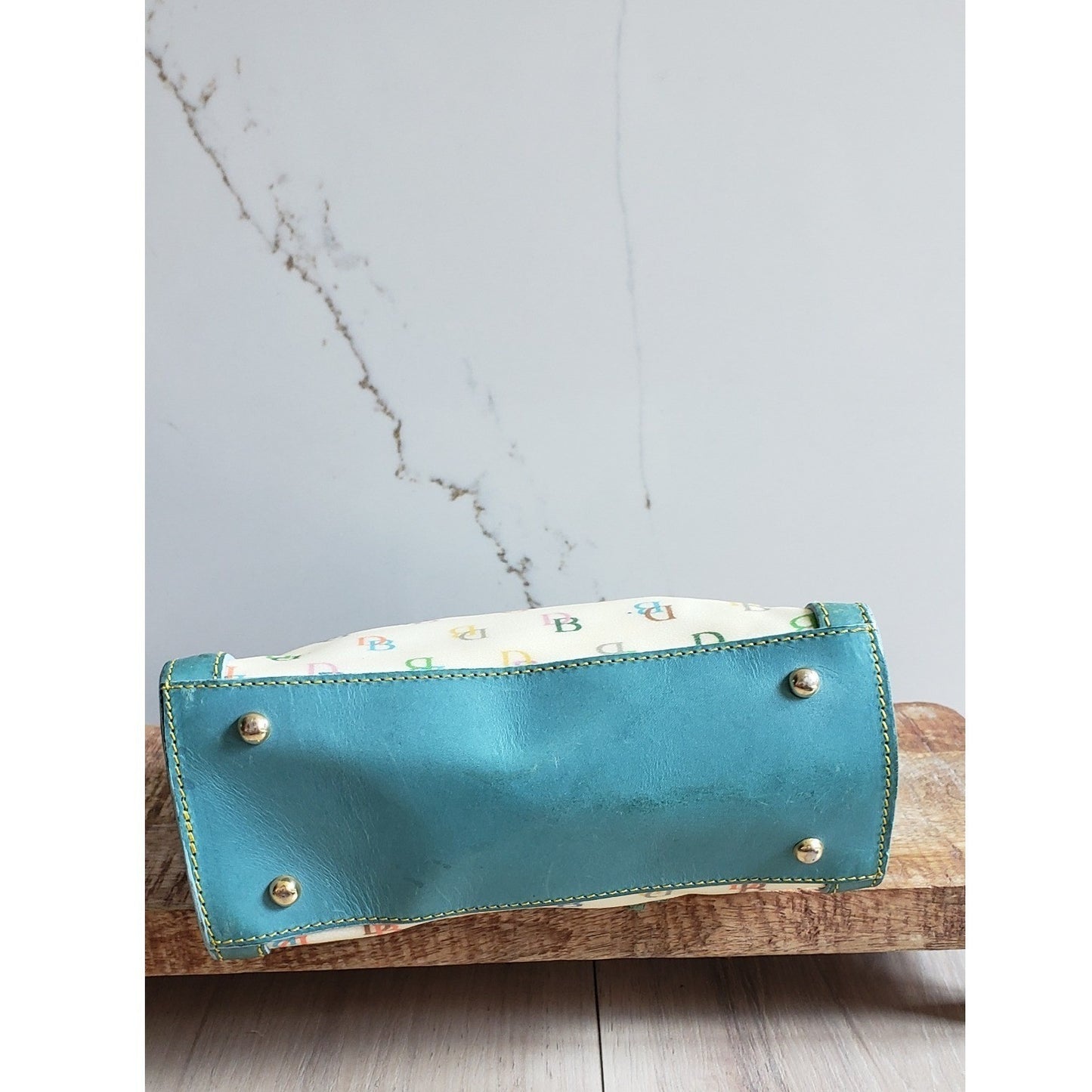 Dooney Bourke Satchel Vintage Blue Leather It Collection Mini Tote Made in Italy2