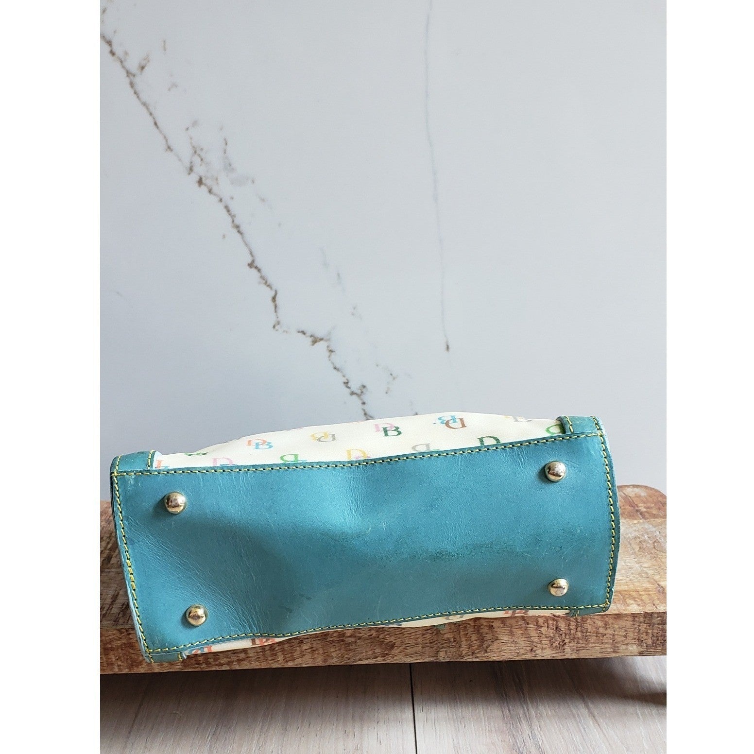 Dooney Bourke Satchel Vintage Blue Leather It Collection Mini Tote Made in Italy2