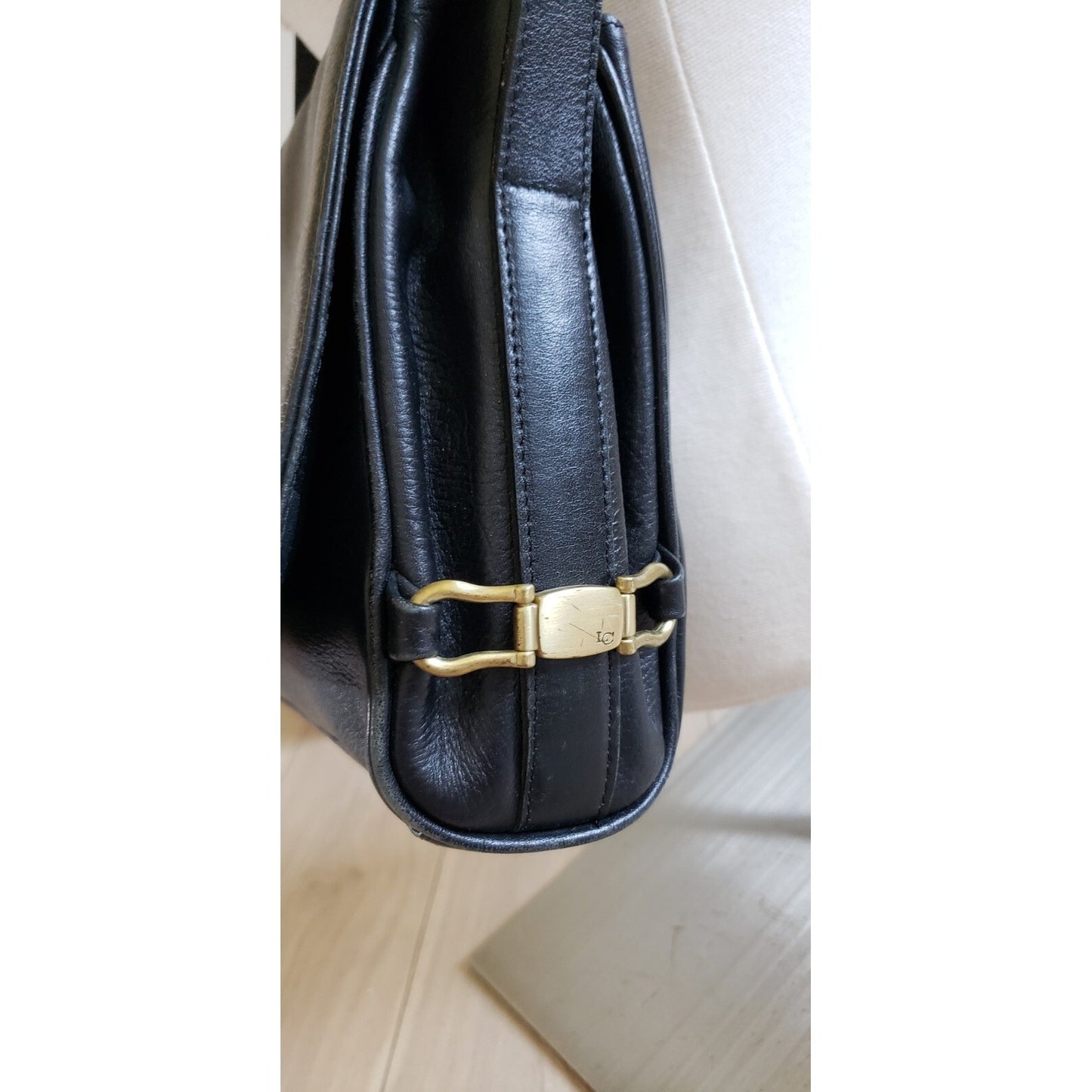 Vintage Liz Claiborne Shoulder Bag Womens Black Leather2