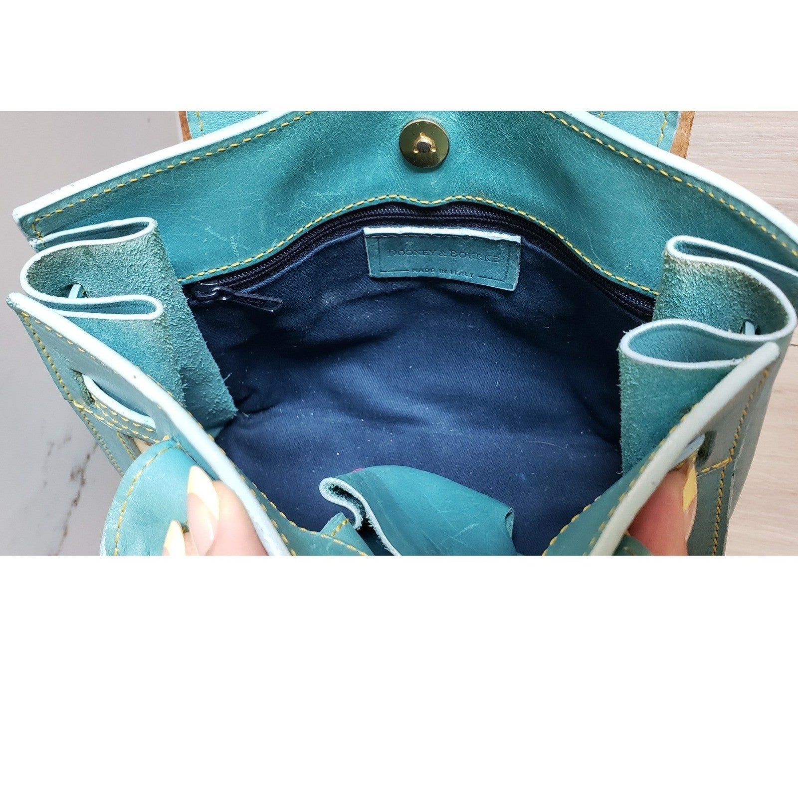 Dooney Bourke Satchel Vintage Blue Leather It Collection Mini Tote Made in Italy6