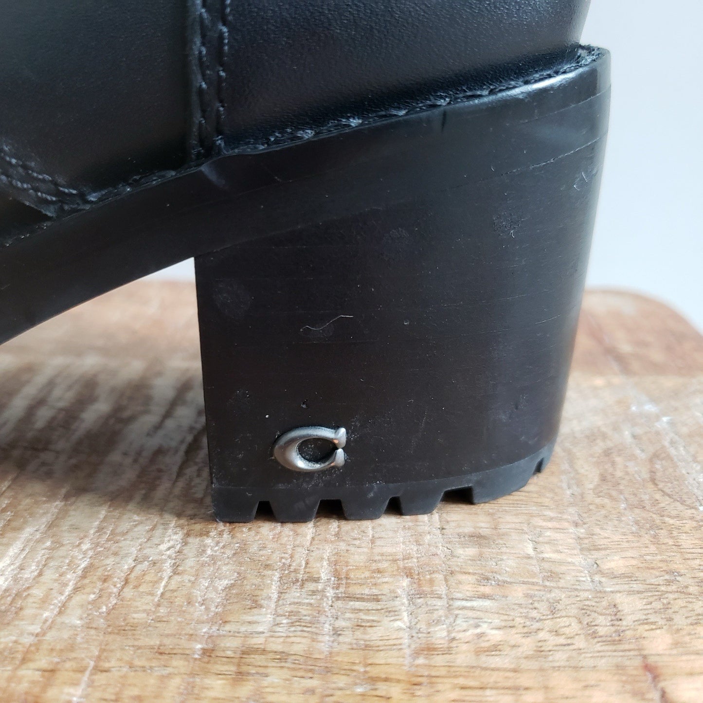 Coach Boots Womens 6 Black Leather Faux Fur Jenna Combat Block Heel14