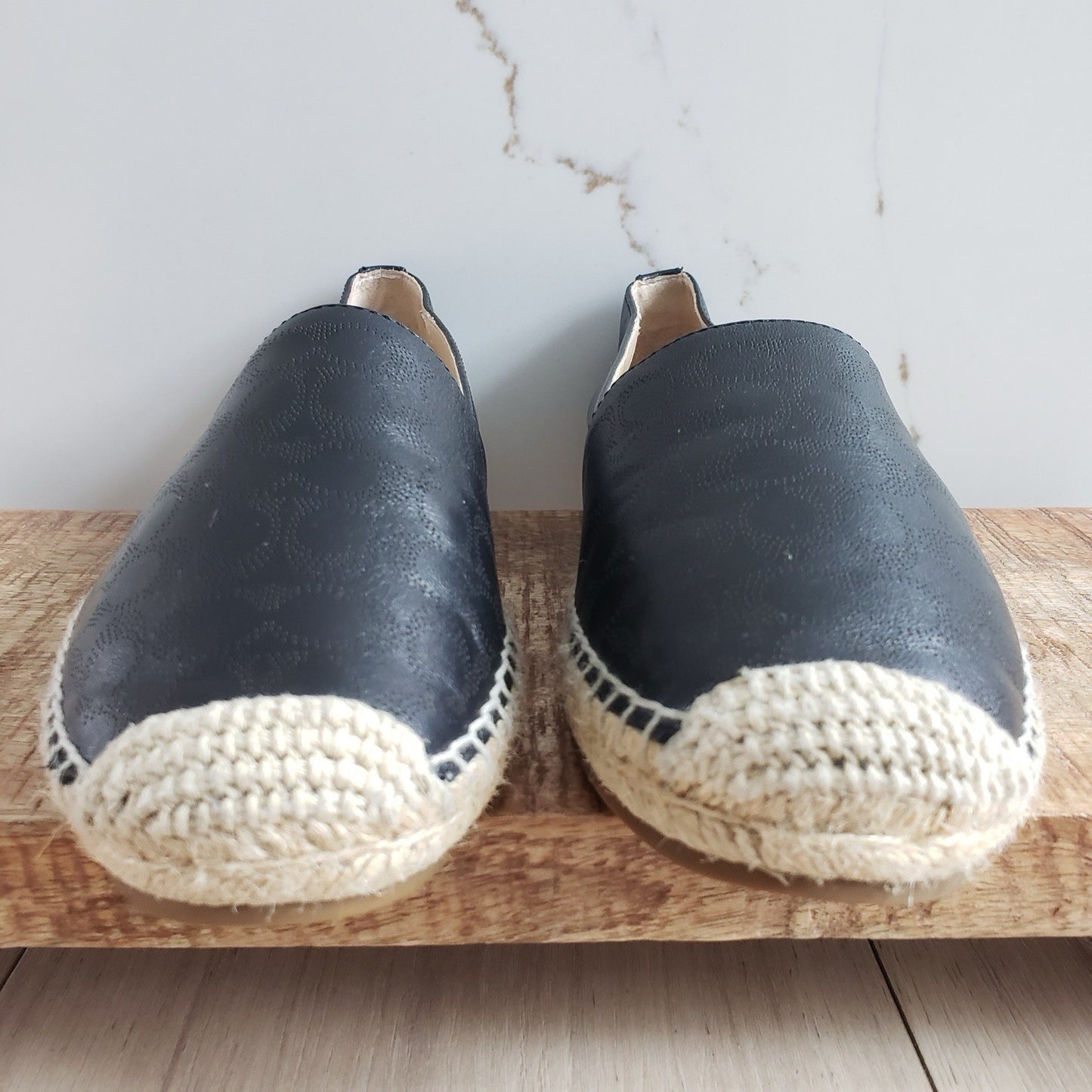 Coach Loafers Womens 6 Black Leather Carley Espadrille Flats2