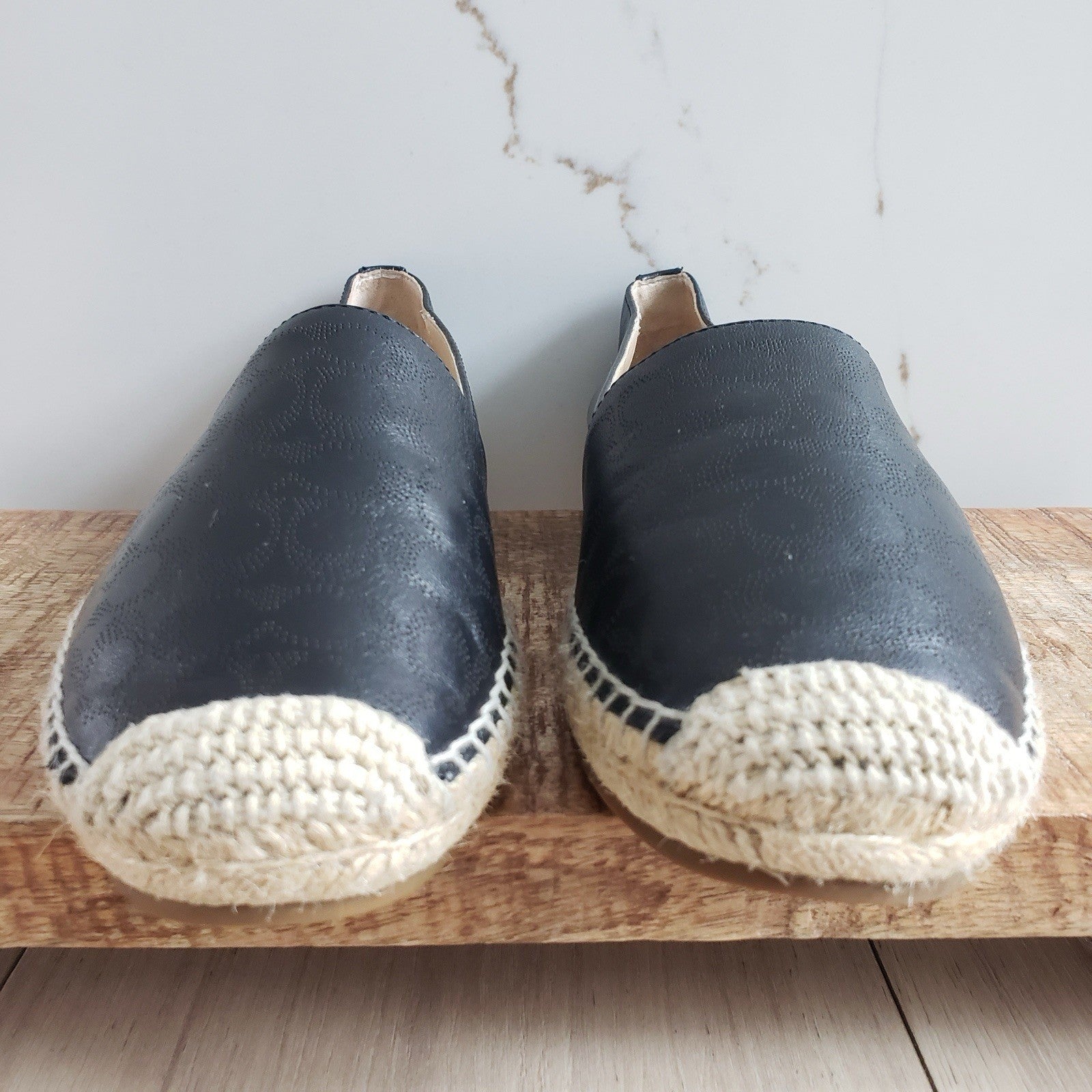 Coach Loafers Womens 6 Black Leather Carley Espadrille Flats2
