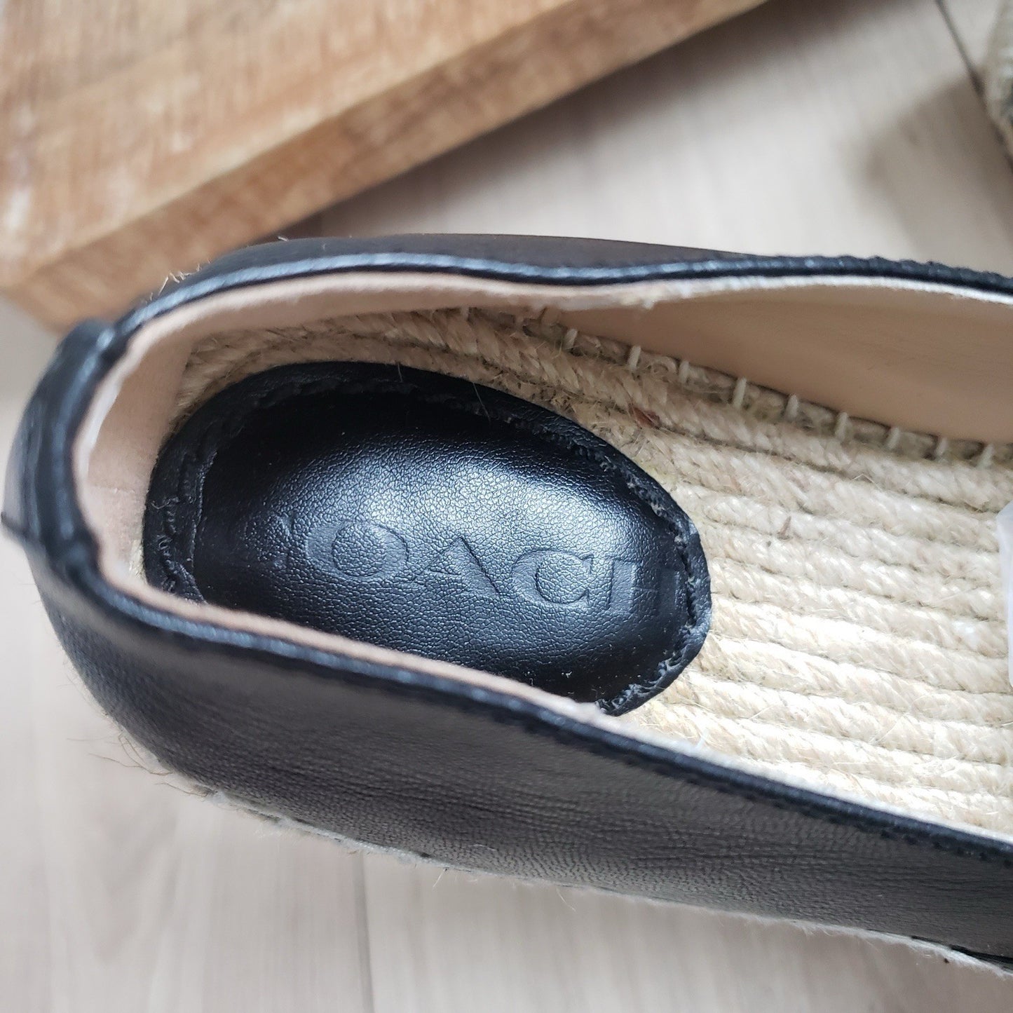 Coach Loafers Womens 6 Black Leather Carley Espadrille Flats6