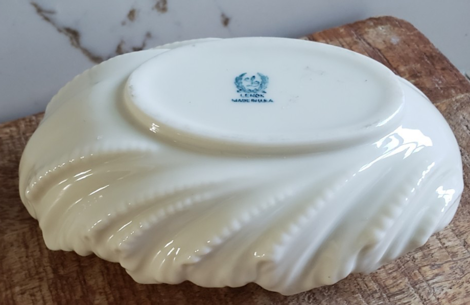 VTG Lenox Porcelain Shell Dish Made in USA Bone Leaf Bowl Coastal Nautical Decor5
