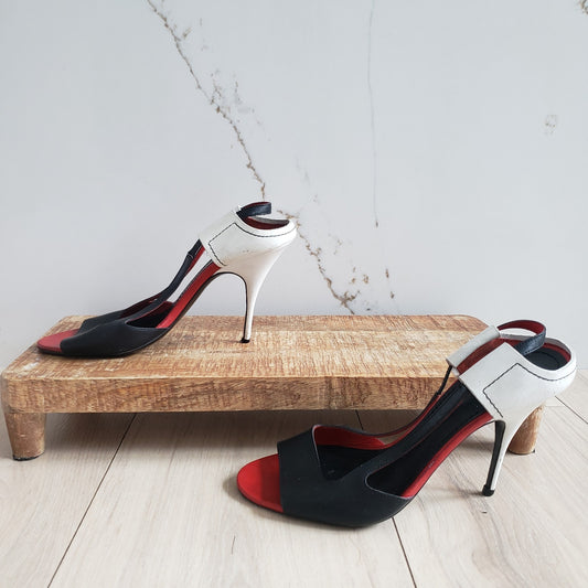Givenchy Heels Womens 37 Black Leather Slingback Archival0