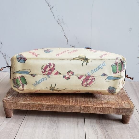 Dooney Bourke Shoulder Bag Vintage Popsicle Print Tote Sand Leather Iconic6