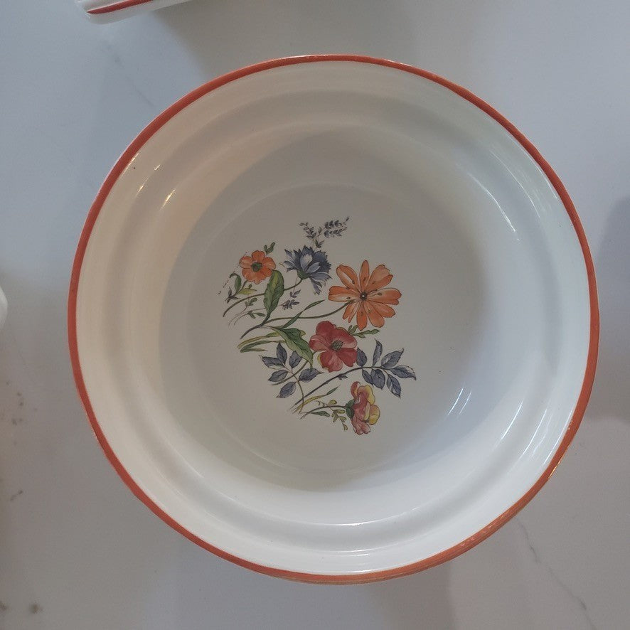 Vtg California Originals Chip Dip Serving Set Floral Ceramic 237 238 Made in USA5