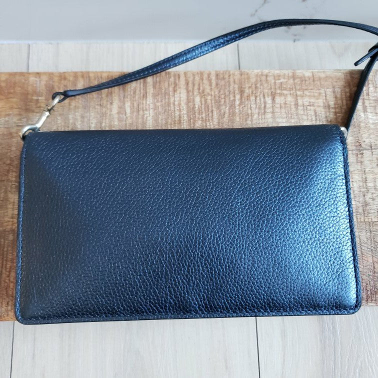 Coach Crossbody Bag Blue Leather Anna Foldover Clutch2