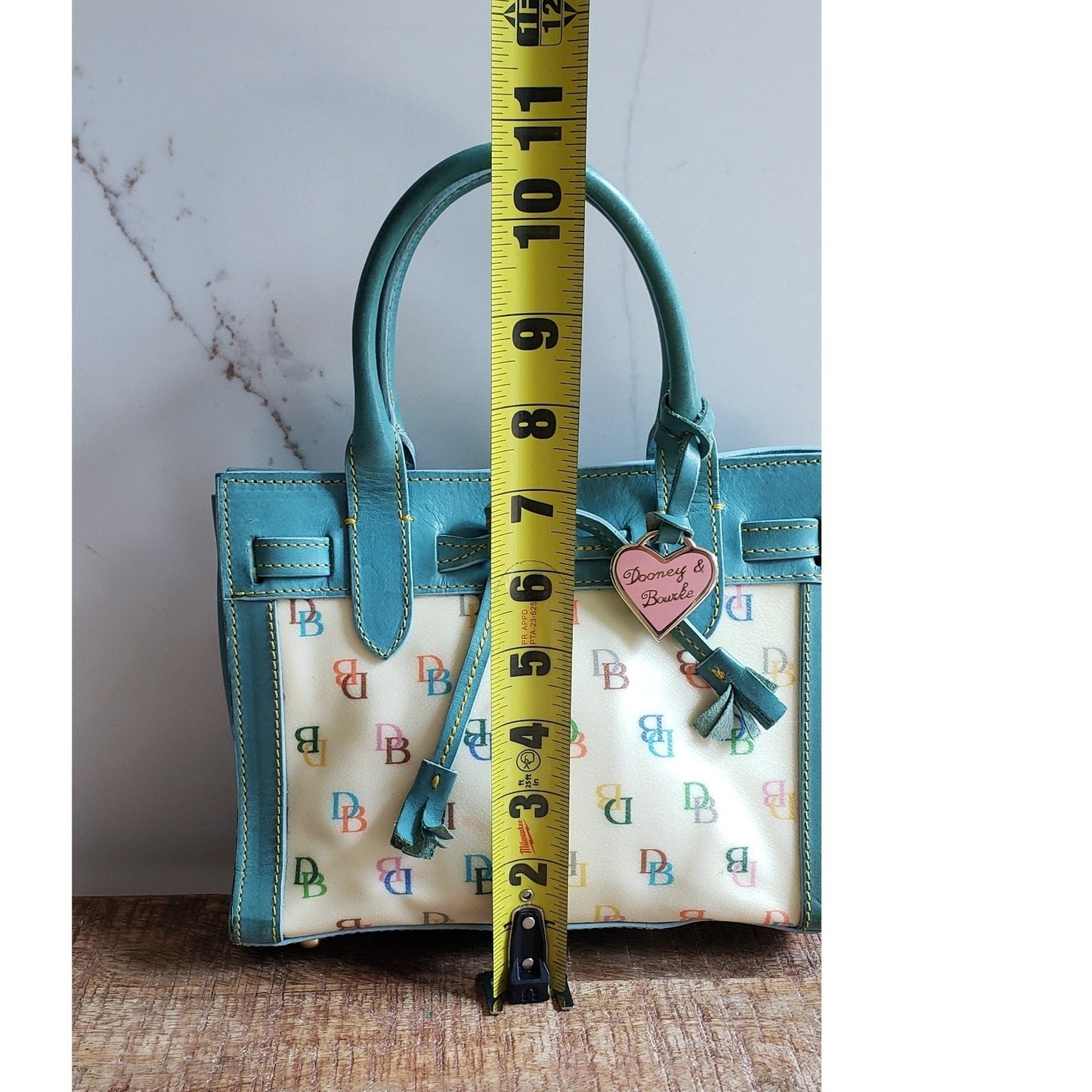 Dooney Bourke Satchel Vintage Blue Leather It Collection Mini Tote Made in Italy4