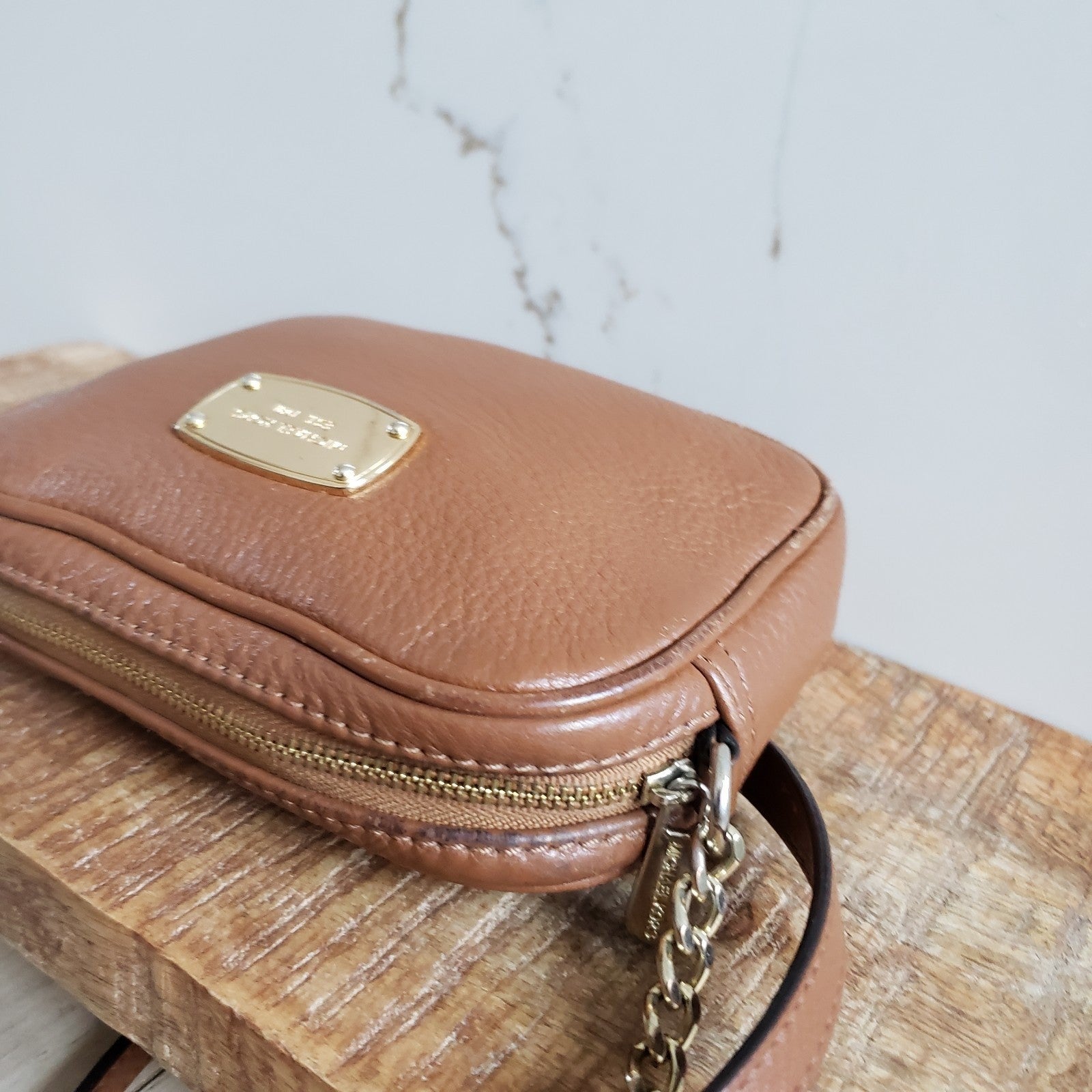 Michael Kors Crossbody Bag Womens Brown Pebbled Leather Mini Purse14