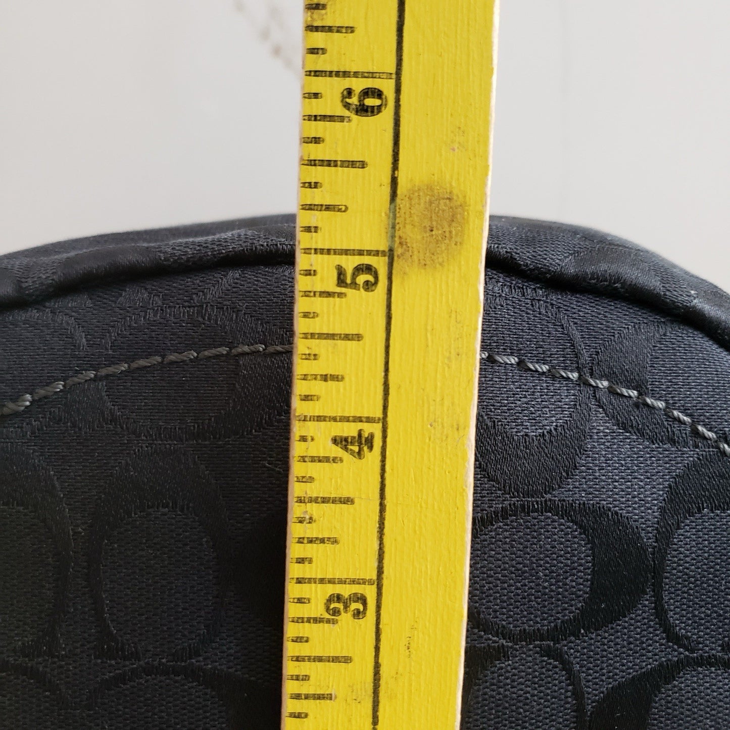 Coach Crossbody Bag Bleeker Black Signature Canvas Leather Trim Bucket Purse 10