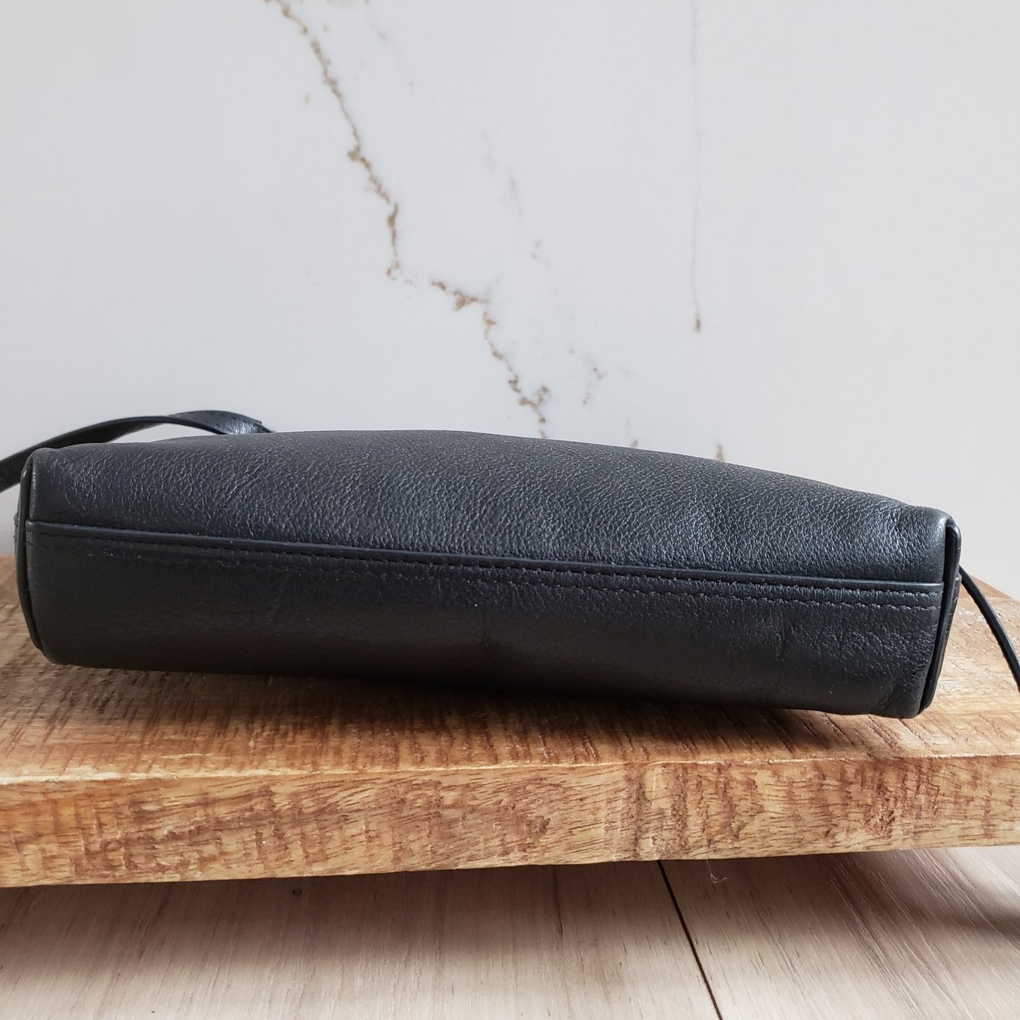 Babaton Aritzia Wentworth Crossbody Bag Black Leather Double Zip Pouch7
