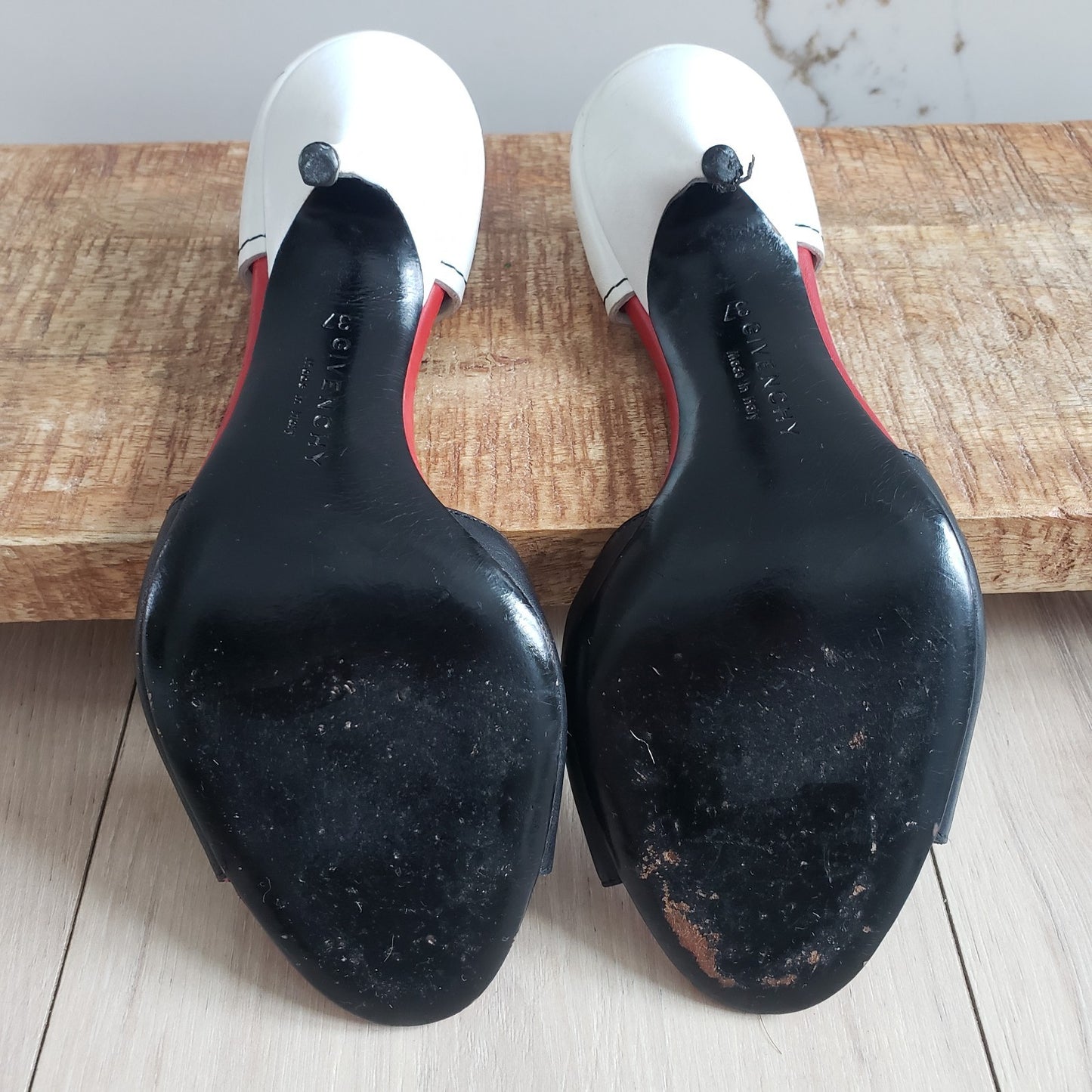Givenchy Heels Womens 37 Black Leather Slingback Archival6