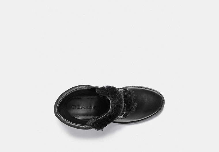 Coach Boots Womens 6 Black Leather Faux Fur Jenna Combat Block Heel1