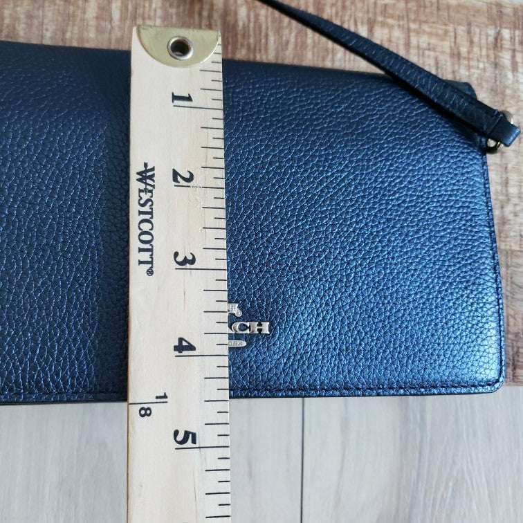 Coach Crossbody Bag Blue Leather Anna Foldover Clutch8
