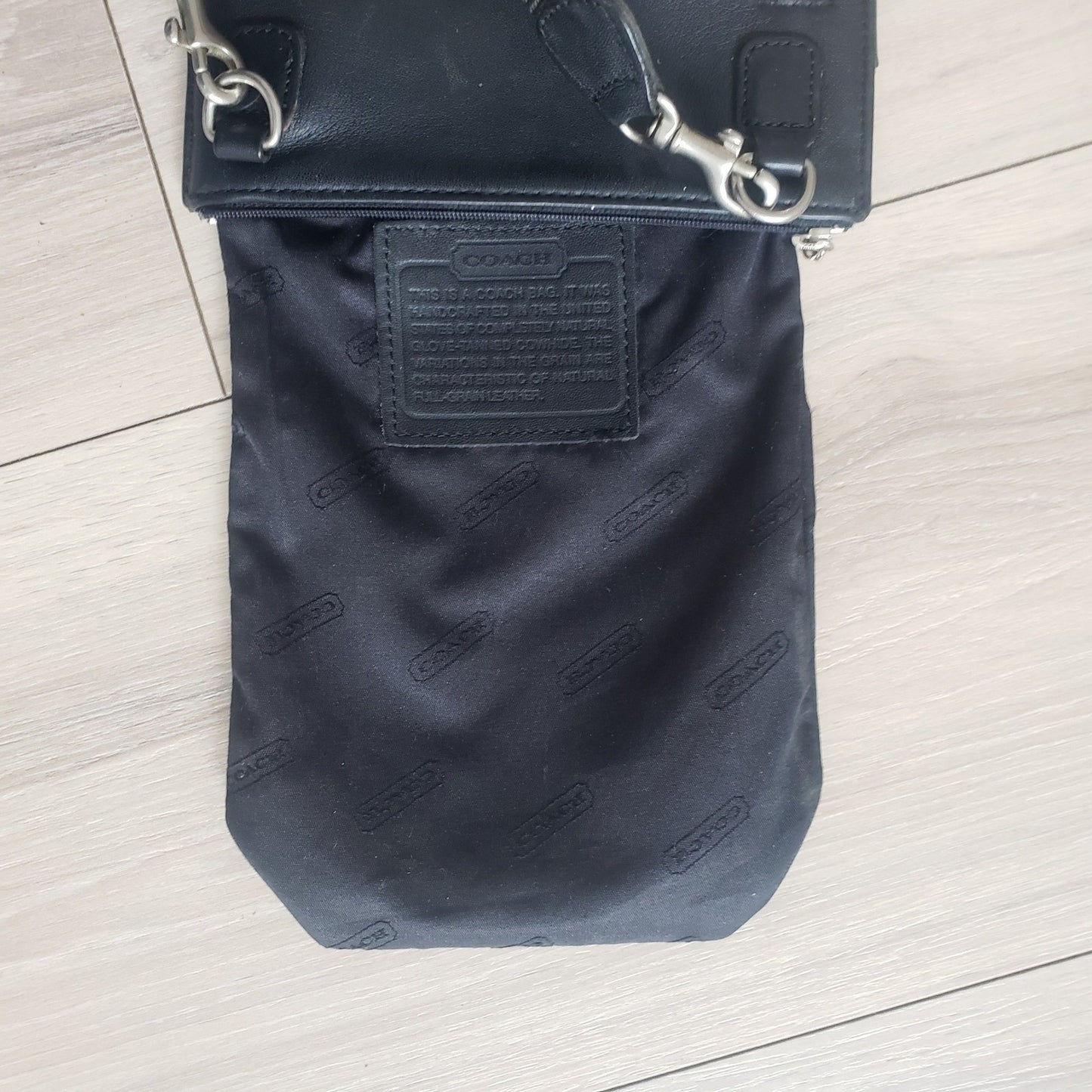 Coach Crossbody Vintage Black Leather Hamptons Slim Messenger Bag Made in USA5