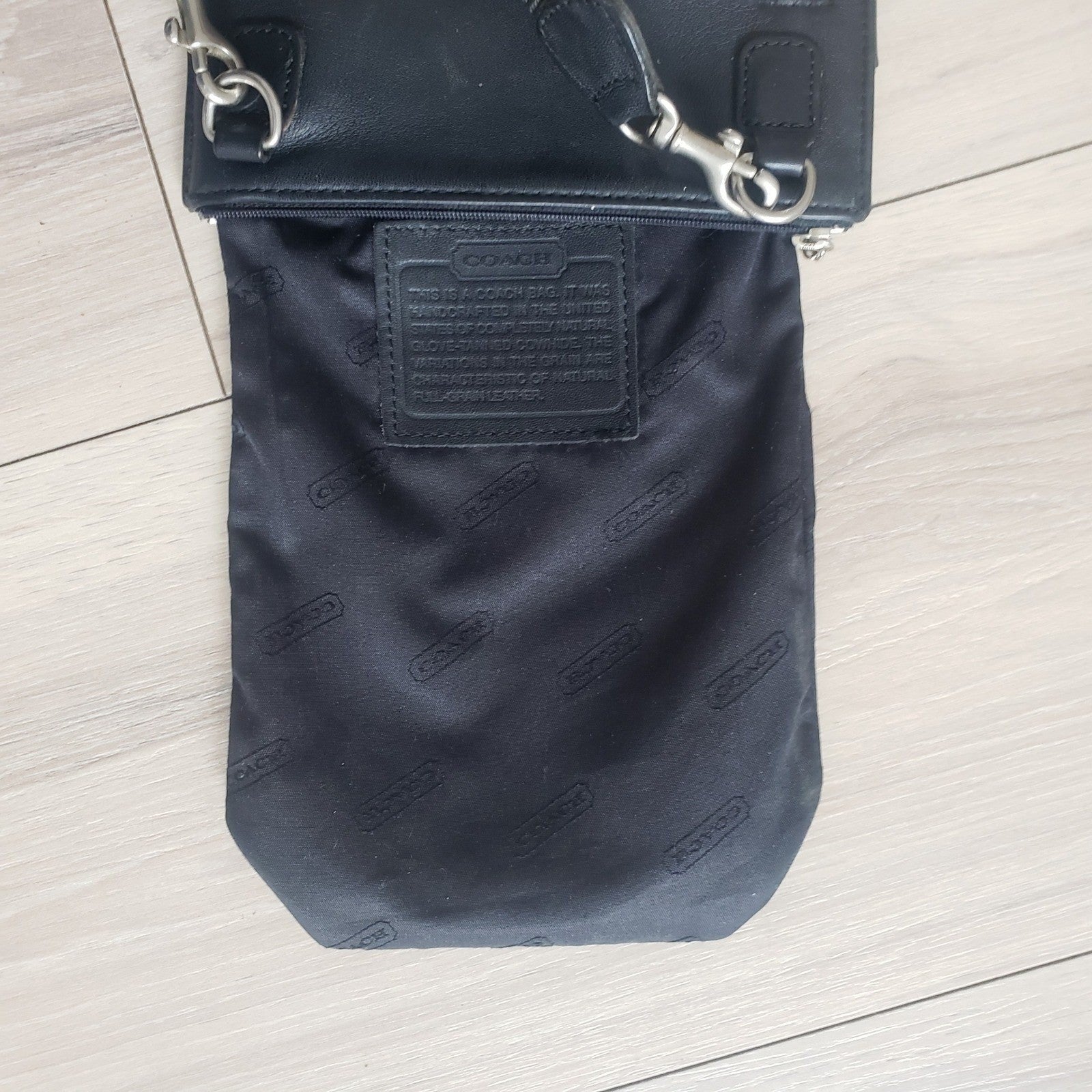 Coach Crossbody Vintage Black Leather Hamptons Slim Messenger Bag Made in USA5