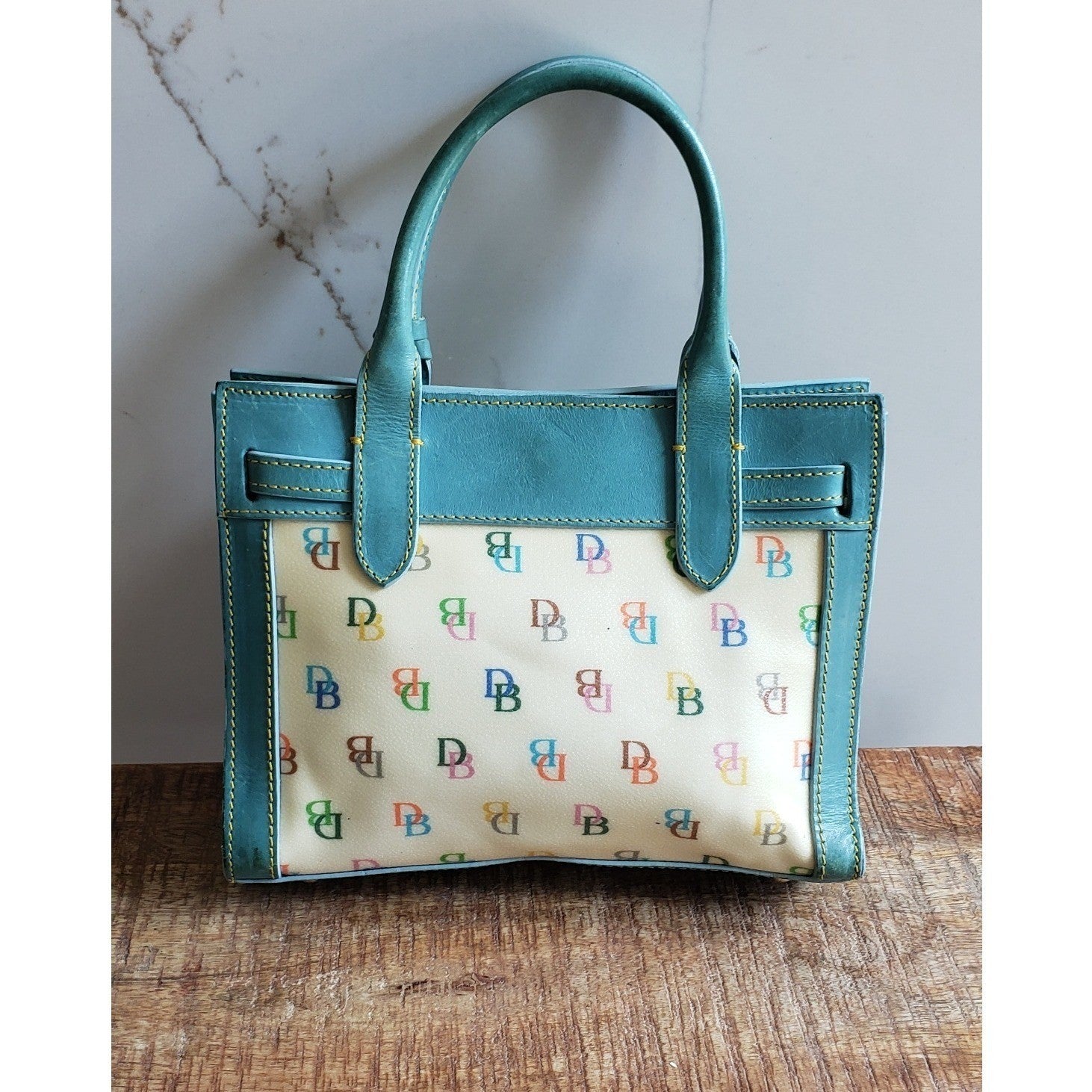 Dooney Bourke Satchel Vintage Blue Leather It Collection Mini Tote Made in Italy1