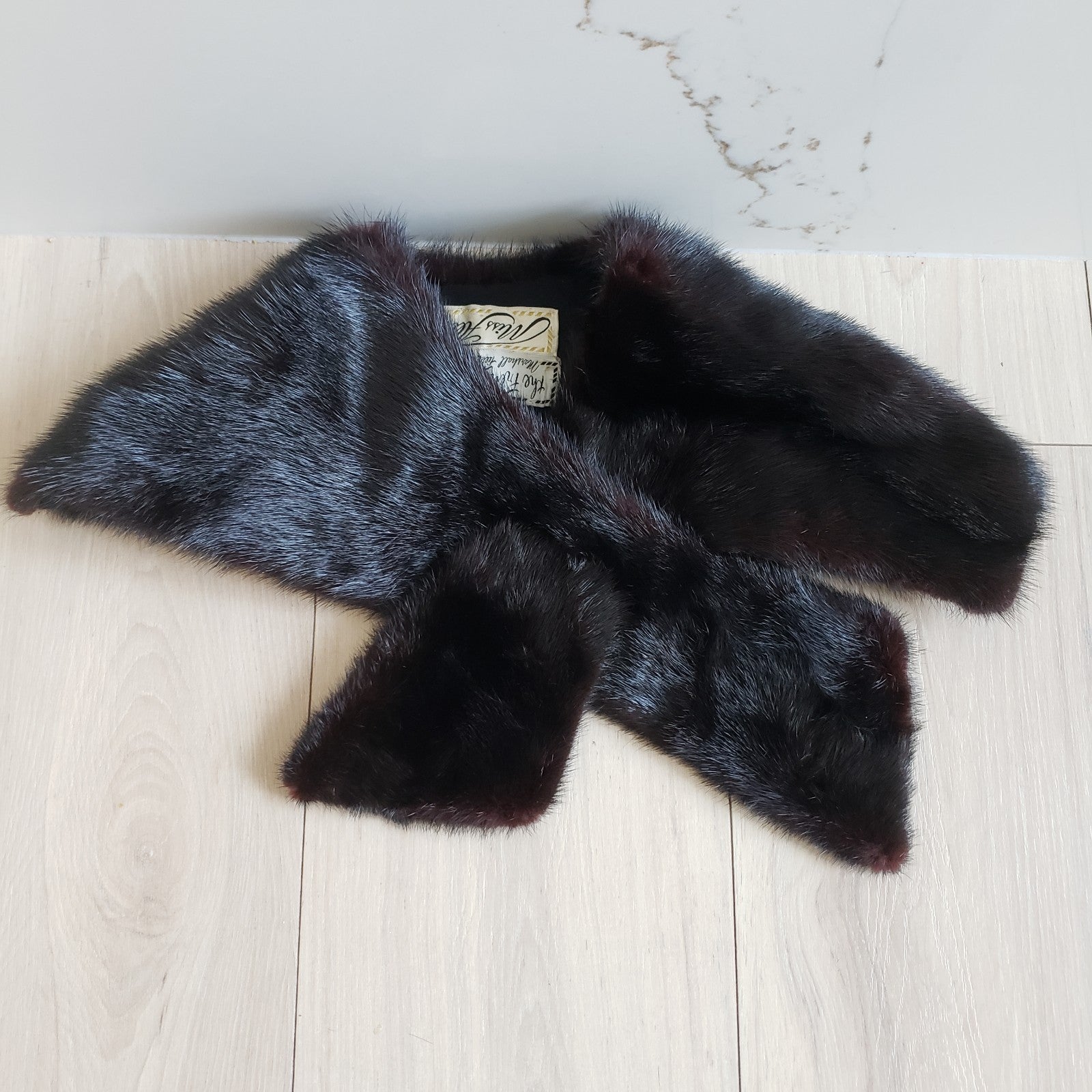 The French Room Miss Alice Muskrat Fur Collar Wrap Womens Brown Vtg Lined Prom4
