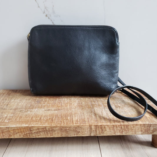 Babaton Aritzia Wentworth Crossbody Bag Black Leather Double Zip Pouch0