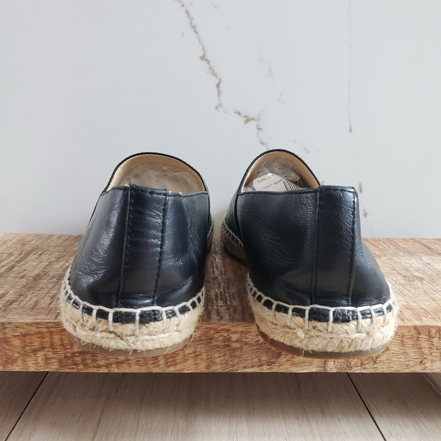 Coach Loafers Womens 6 Black Leather Carley Espadrille Flats4