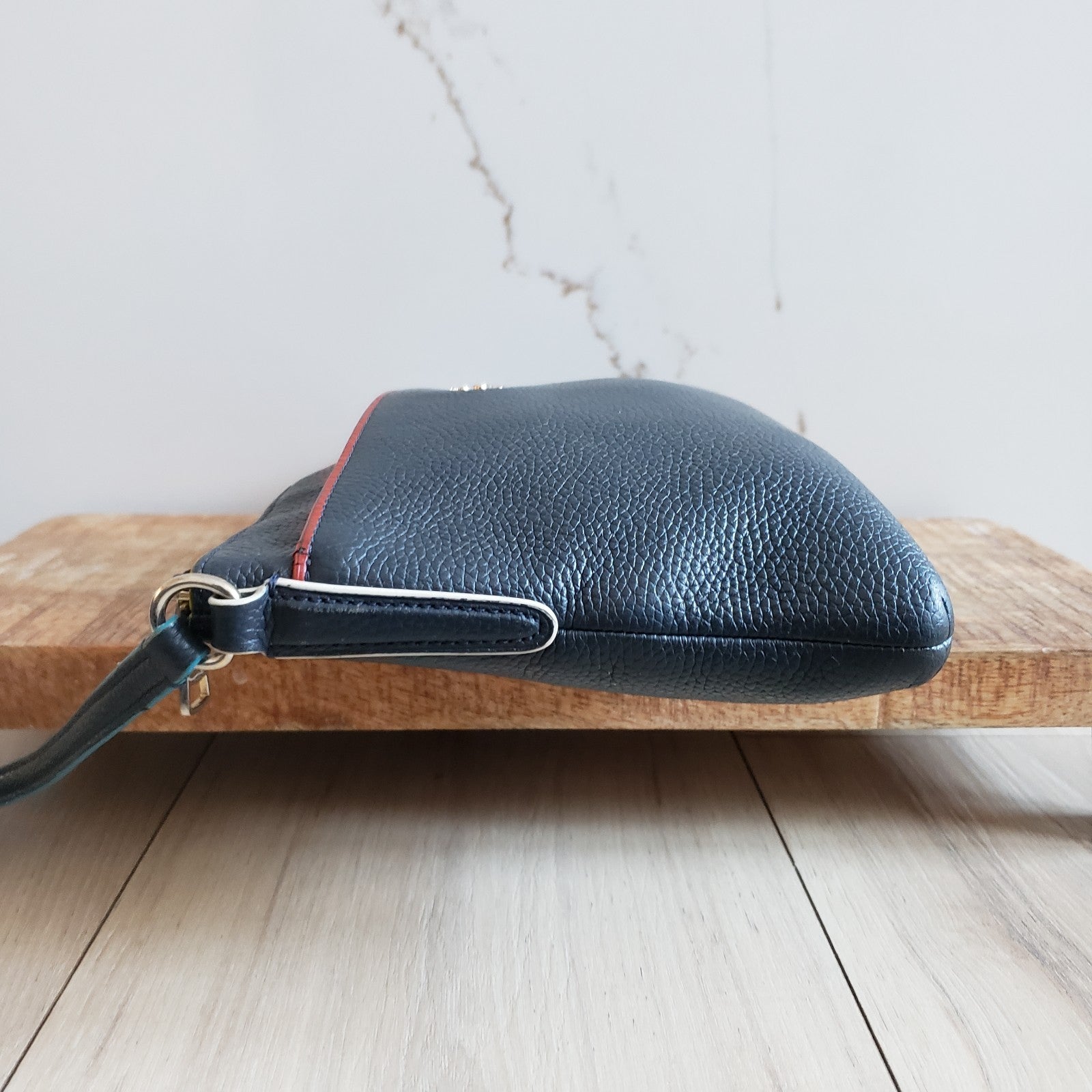 Coach Crossbody Bag Tricolor Navy Red Leather Journal15