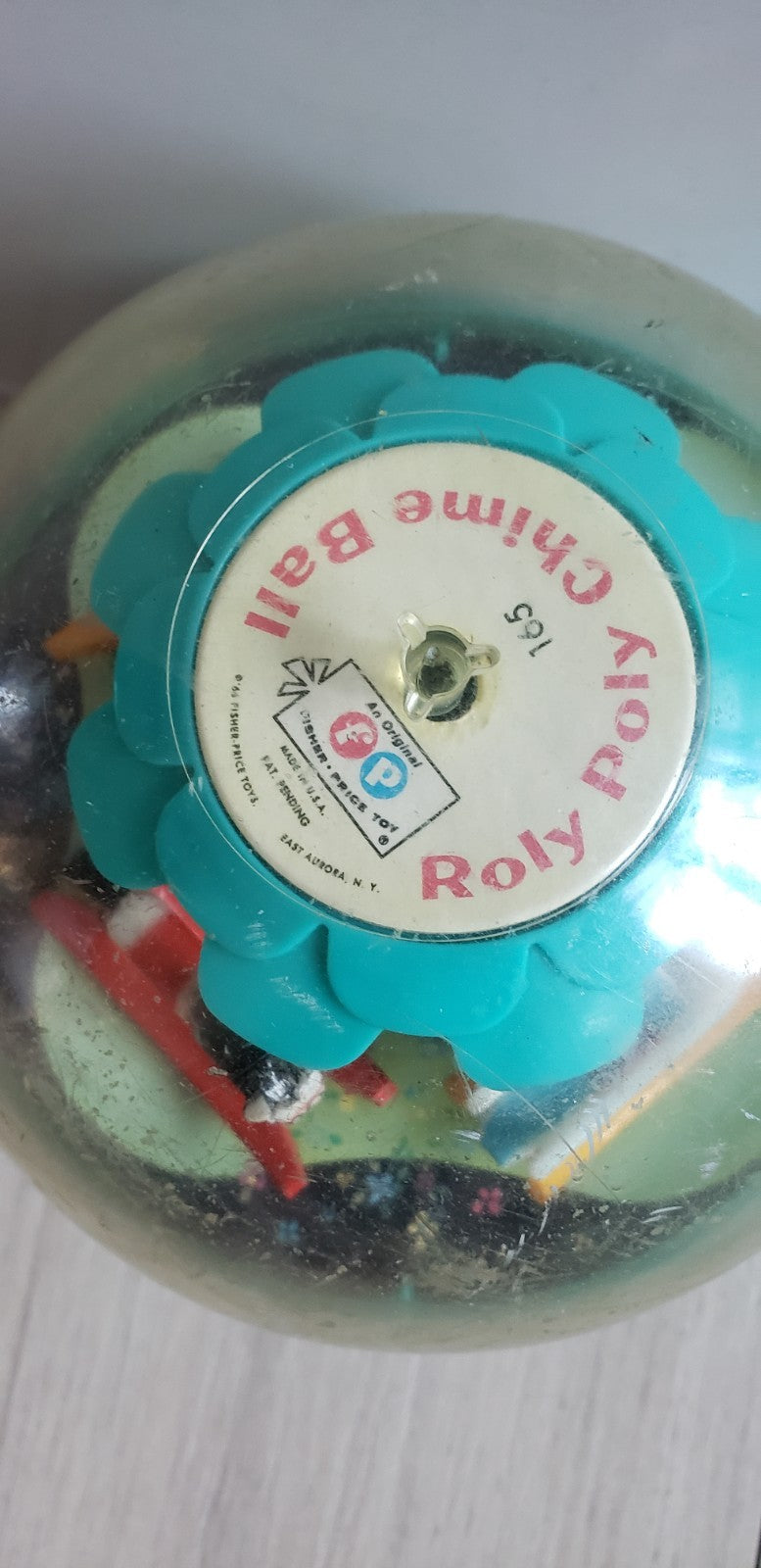 Fisher Price Roly Poly Chime Ball 165 Horse Carousel Swans 1966 Vtg Nursery Toy1