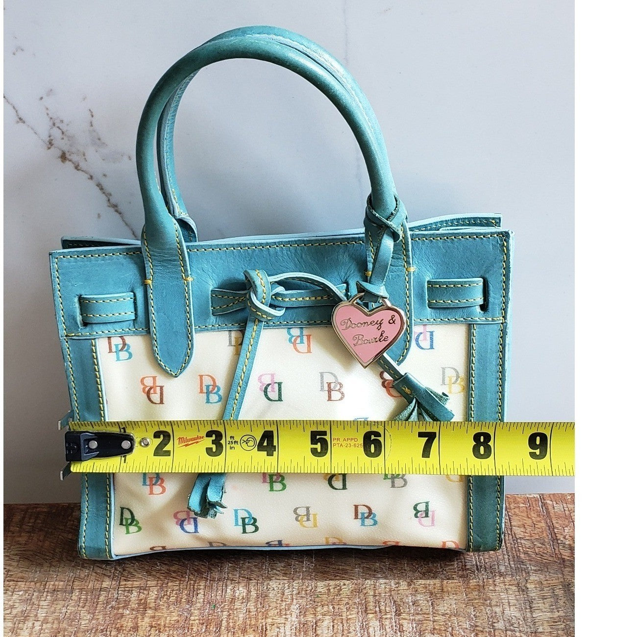 Dooney Bourke Satchel Vintage Blue Leather It Collection Mini Tote Made in Italy5