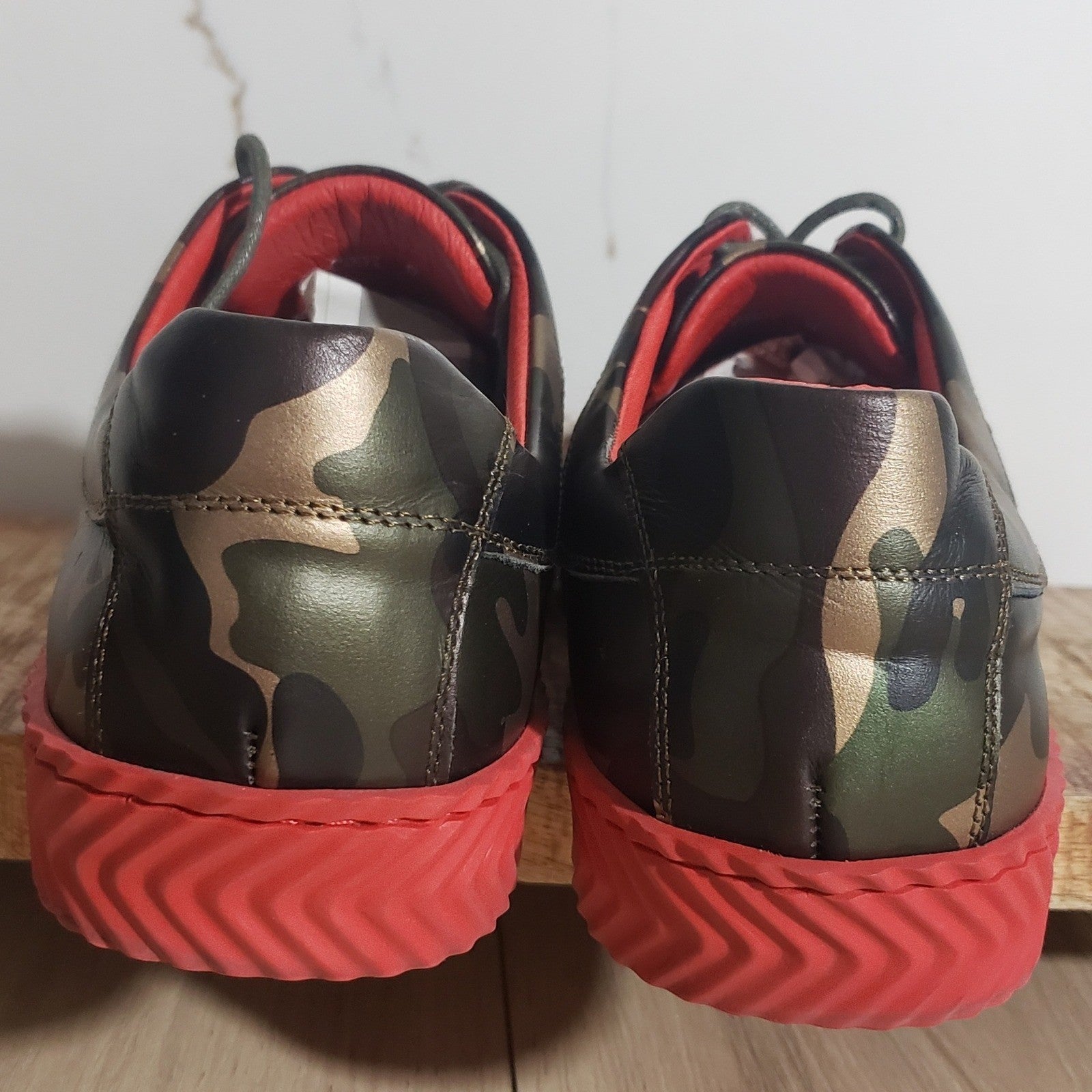 Marc Nolan Cody Camo Leather Sneakers Mens 9 Green Red Eva Sole Low Top Designer5
