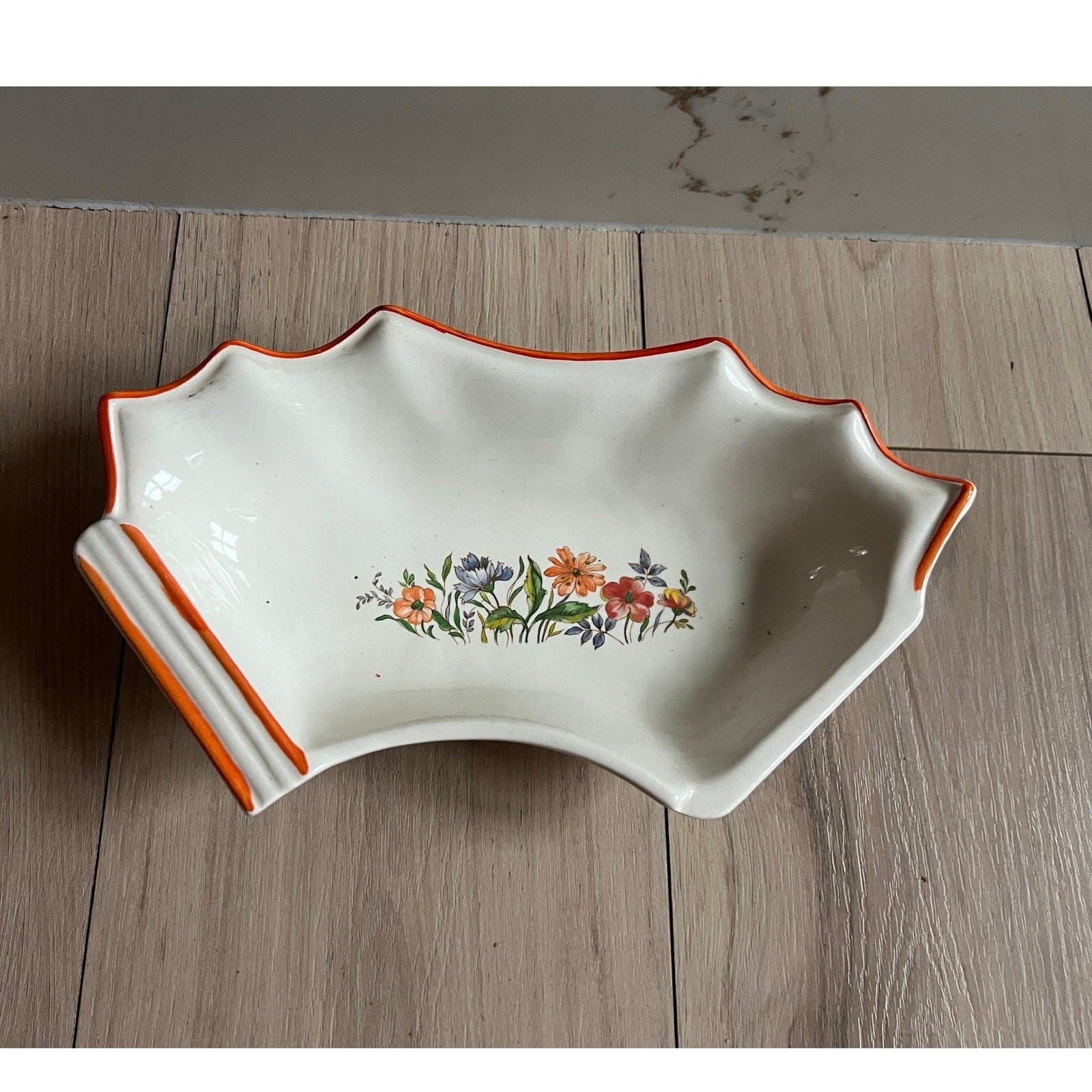 Vtg California Originals Chip Dip Serving Set Floral Ceramic 237 238 Made in USA10