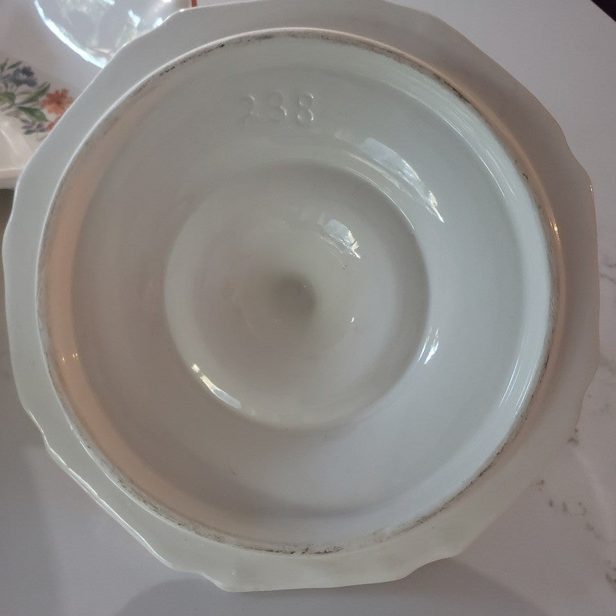 Vtg California Originals Chip Dip Serving Set Floral Ceramic 237 238 Made in USA7